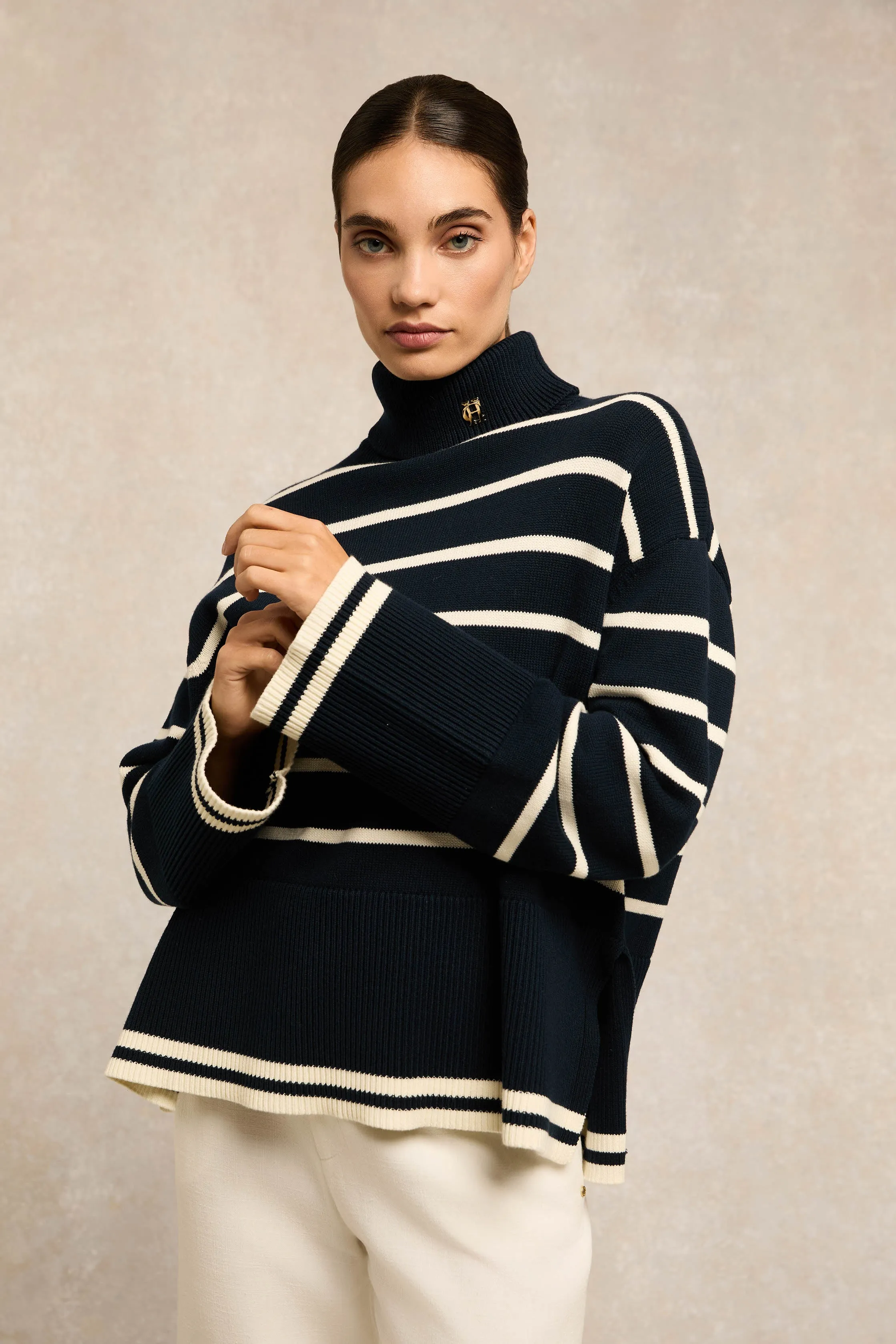 Antonia Roll Neck Knit (Ink Navy Stripe) sold by Holland Cooper product image thumbnail 5