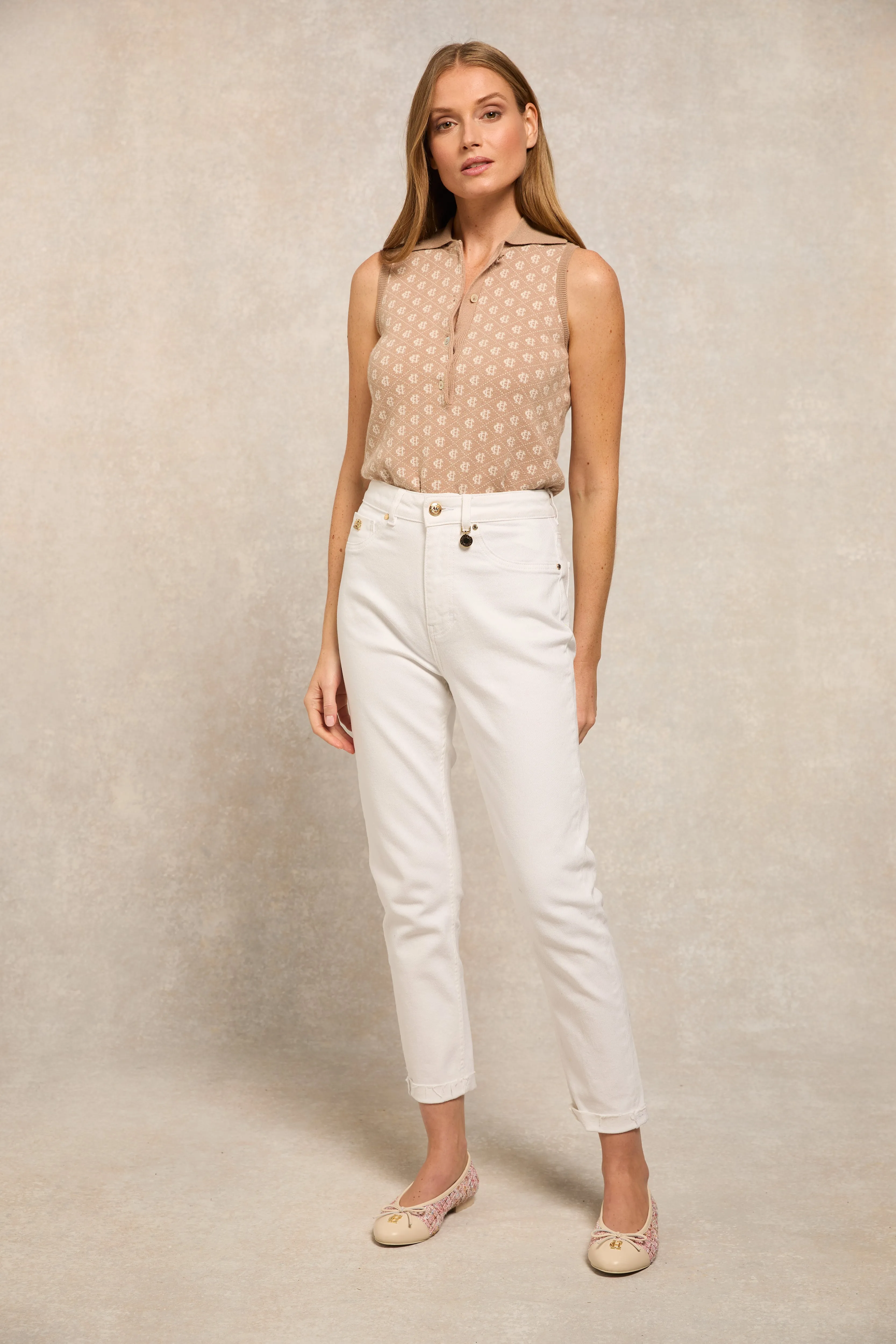 Sleeveless Knitted Monogram Polo (Camel) sold by Holland Cooper product image thumbnail 3