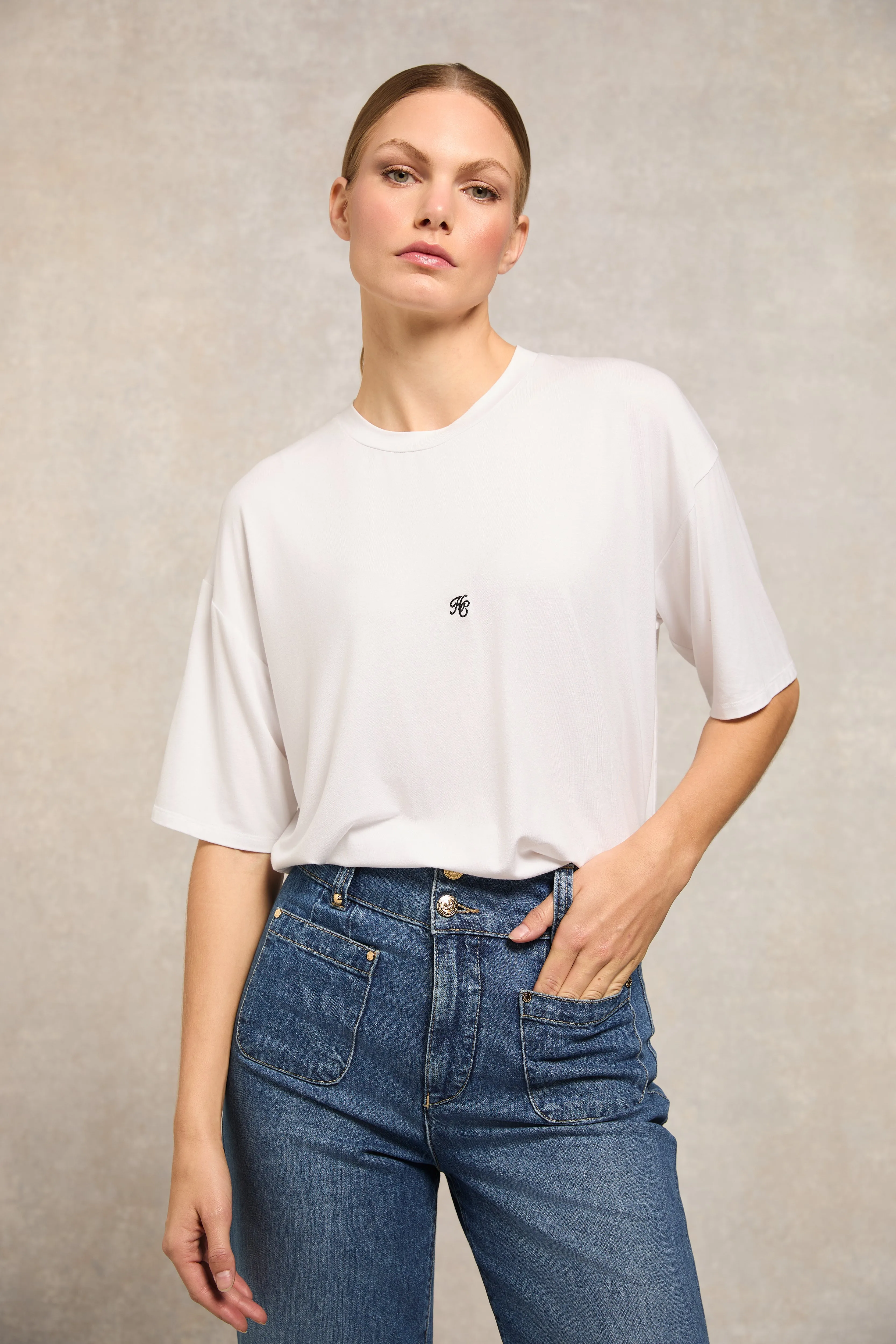 Oversized Monogram Tee (White) sold by Holland Cooper