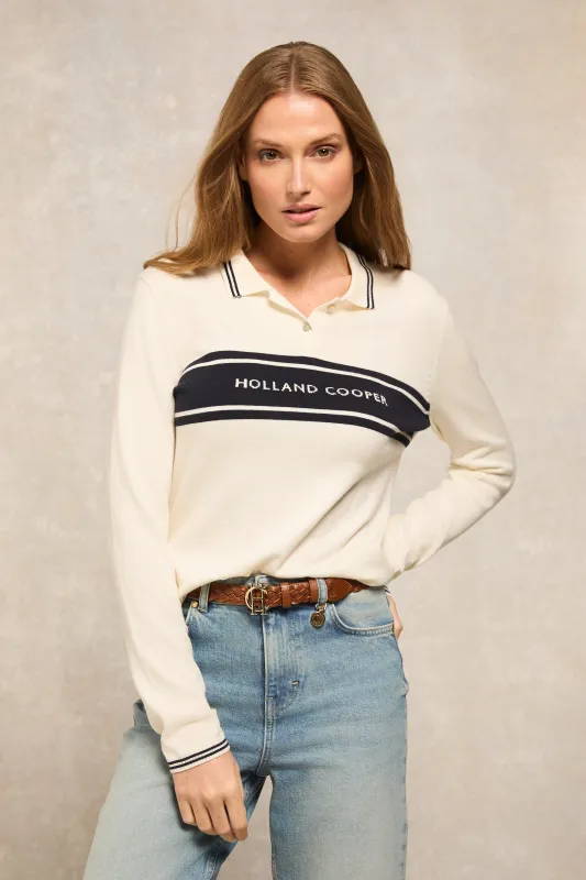 Layla Long Sleeve Knitted Polo (Natural) made by Holland Cooper