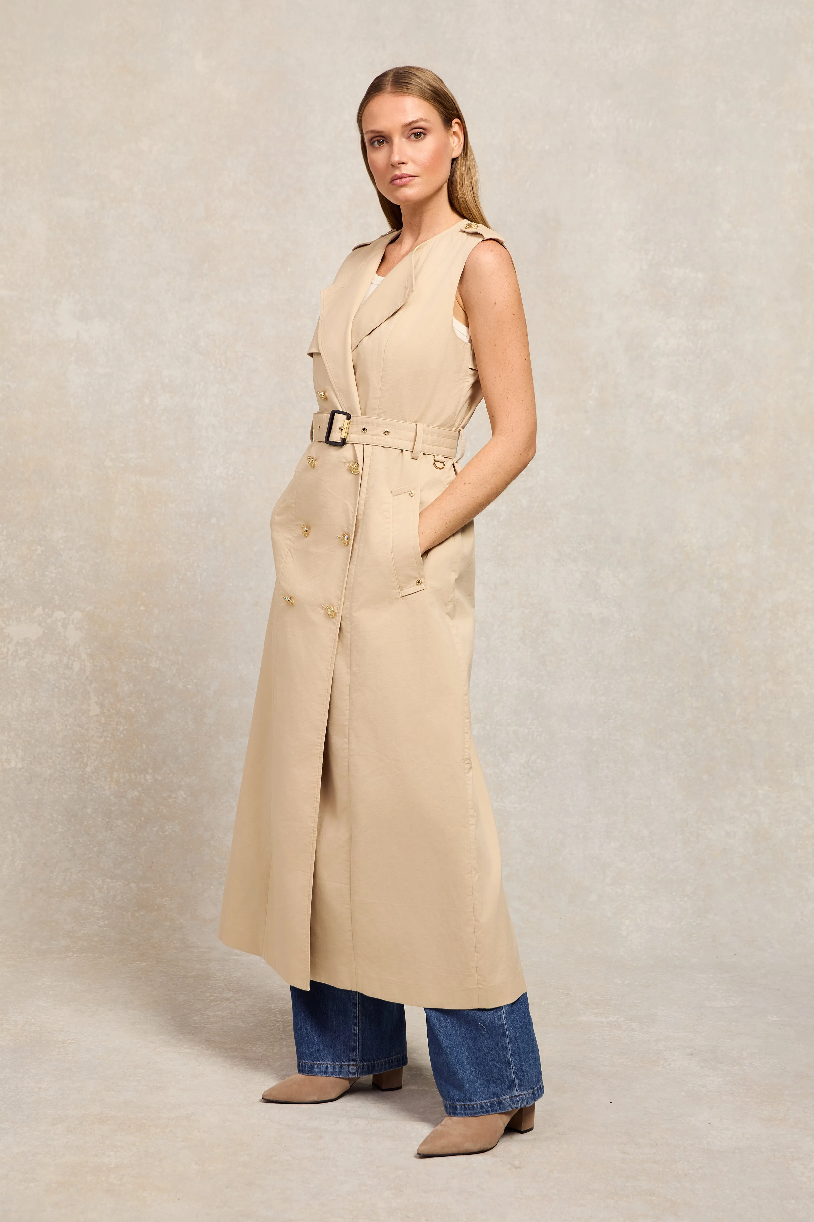 Collarless Trench Gilet (Stone) sold by Holland Cooper product image thumbnail 2