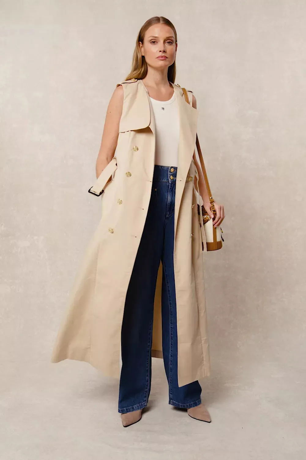 Collarless Trench Gilet (Stone) sold by Holland Cooper product image thumbnail 5