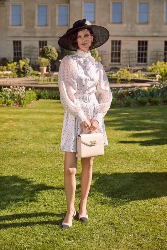 Ariella Mini Dress (White Polka Dot) made by Holland Cooper