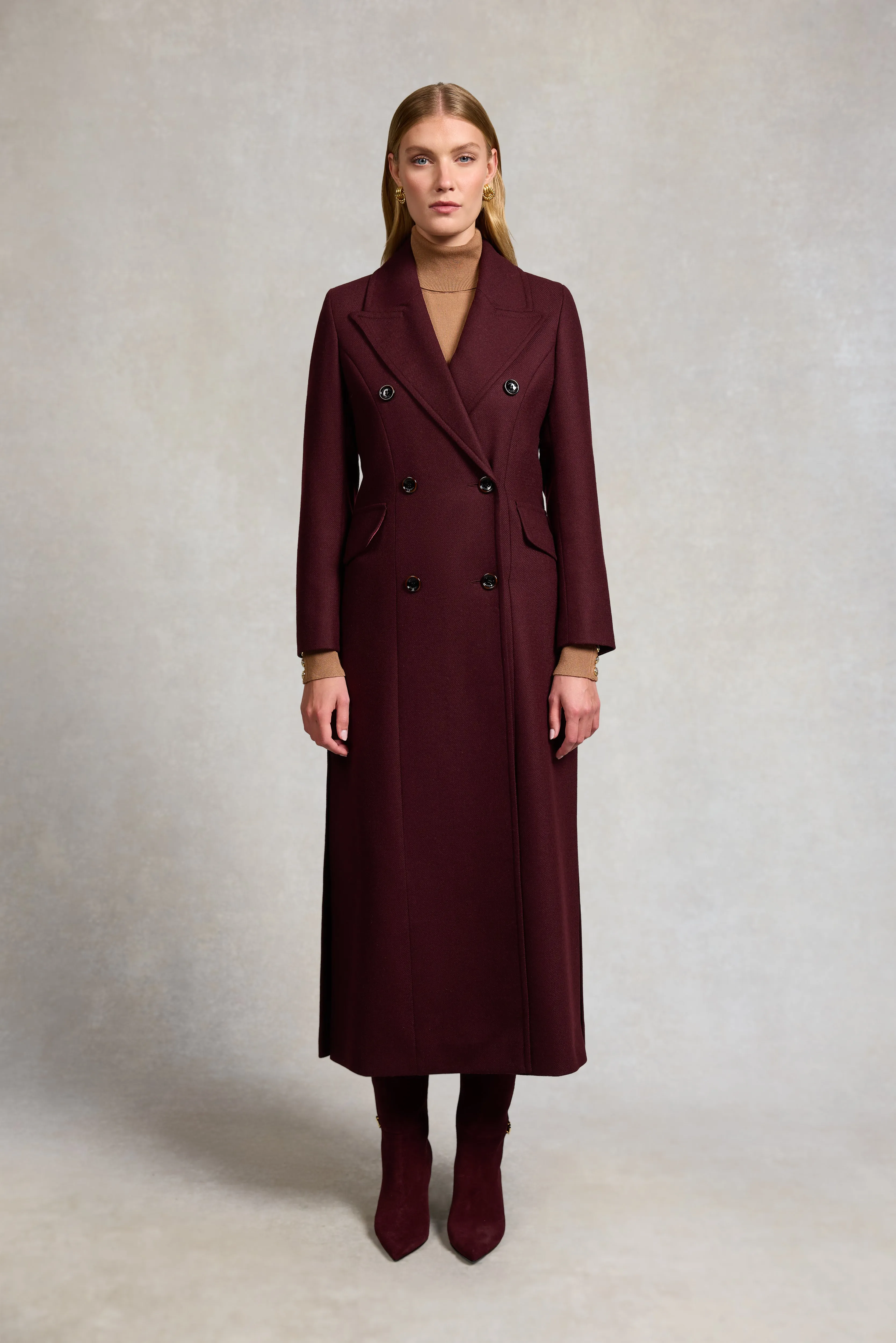 The Trinity Coat (Merlot) sold by Holland Cooper