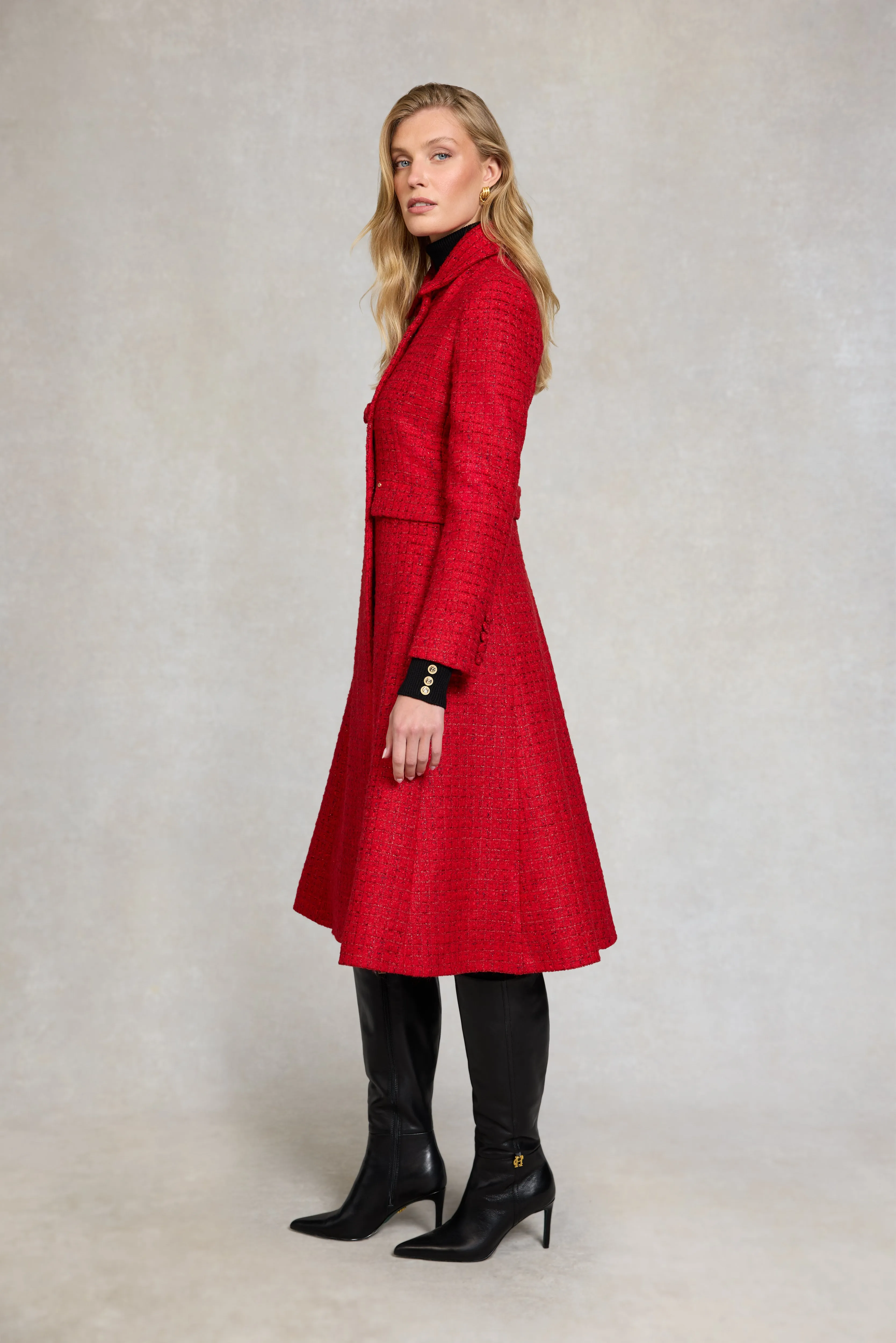 Windsor Fit & Flare Coat (Red Boucle) sold by Holland Cooper product image thumbnail 2