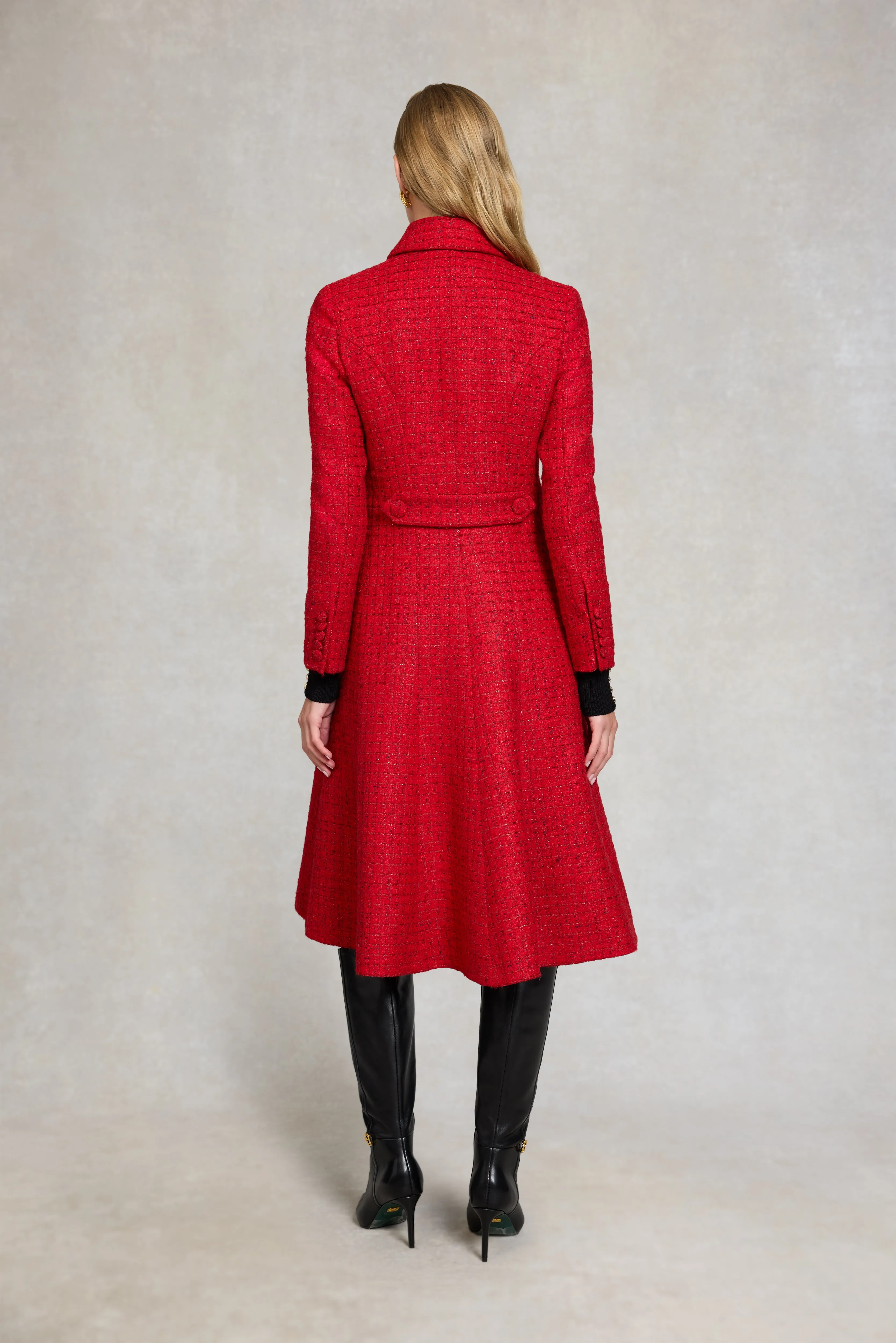 Windsor Fit & Flare Coat (Red Boucle) sold by Holland Cooper product image thumbnail 3