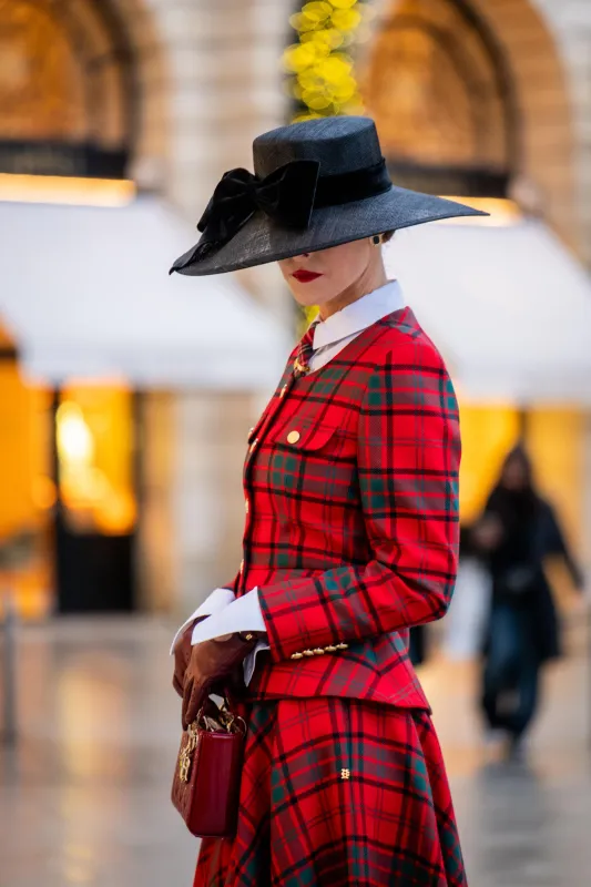Tailored Peplum Jacket (Red Tartan) made by Holland Cooper