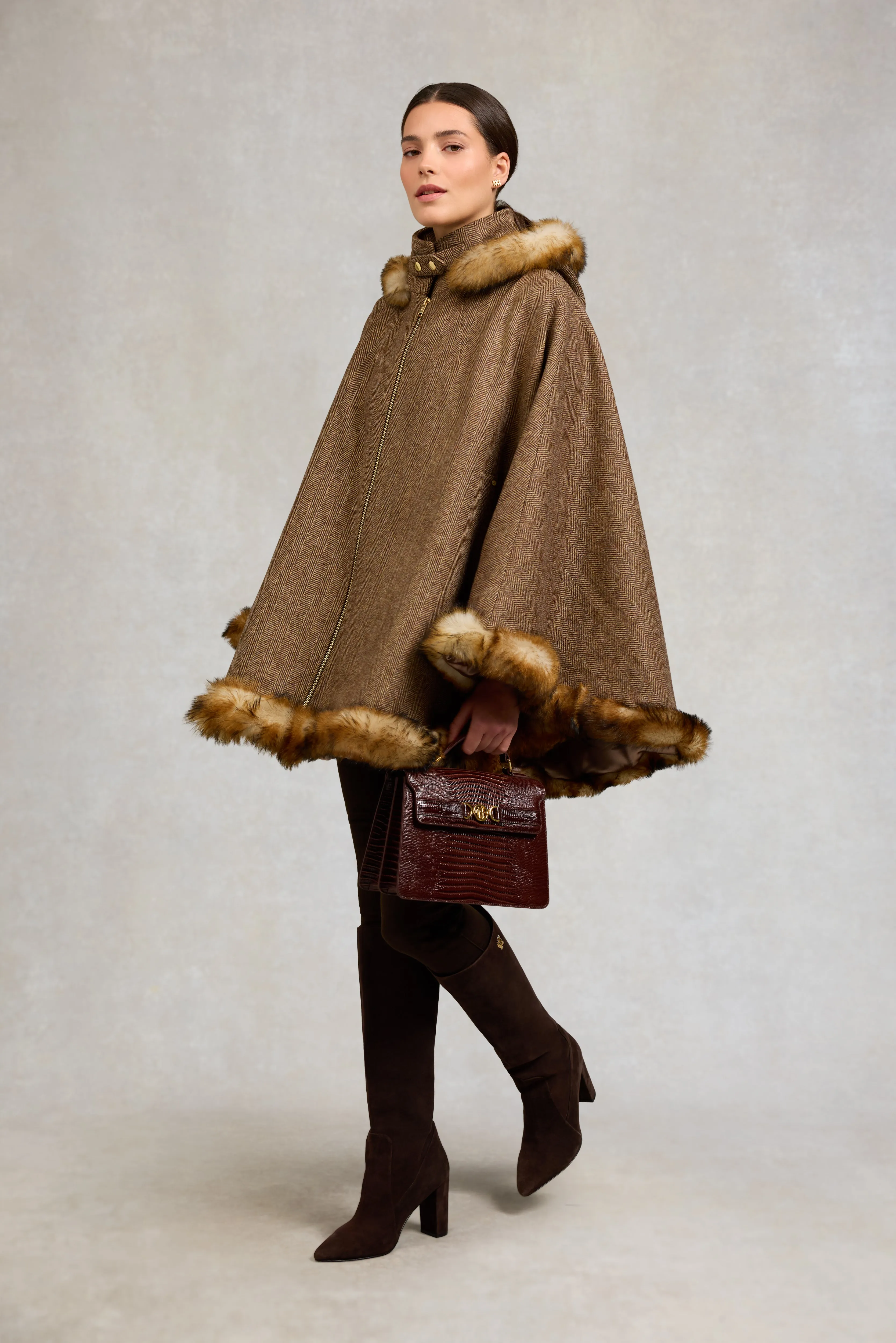 Kensington Gold Label Cape (Large Scale Brown Herringbone) sold by Holland Cooper product image thumbnail 3