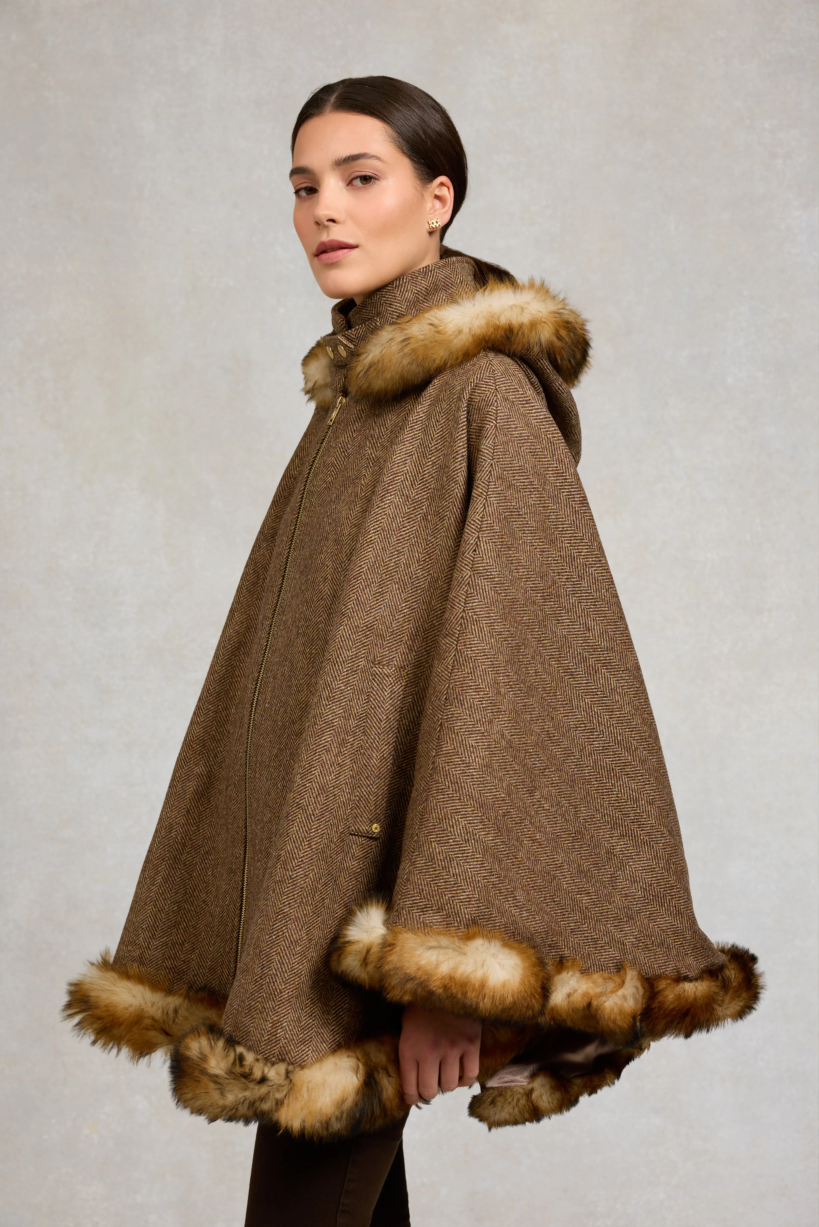 Kensington Gold Label Cape (Large Scale Brown Herringbone) sold by Holland Cooper product image thumbnail 4