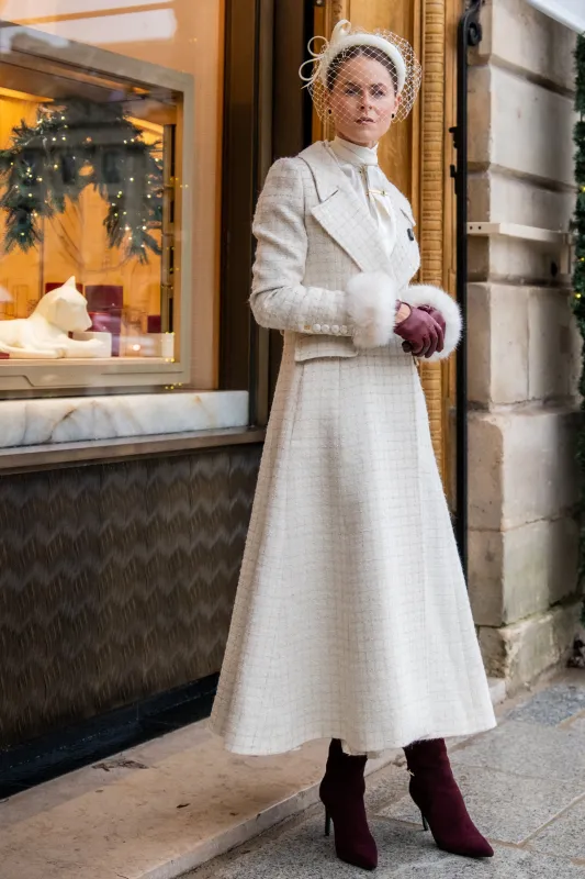 Clarendon Frock Coat (Ivory Sparkle Tweed) made by Holland Cooper