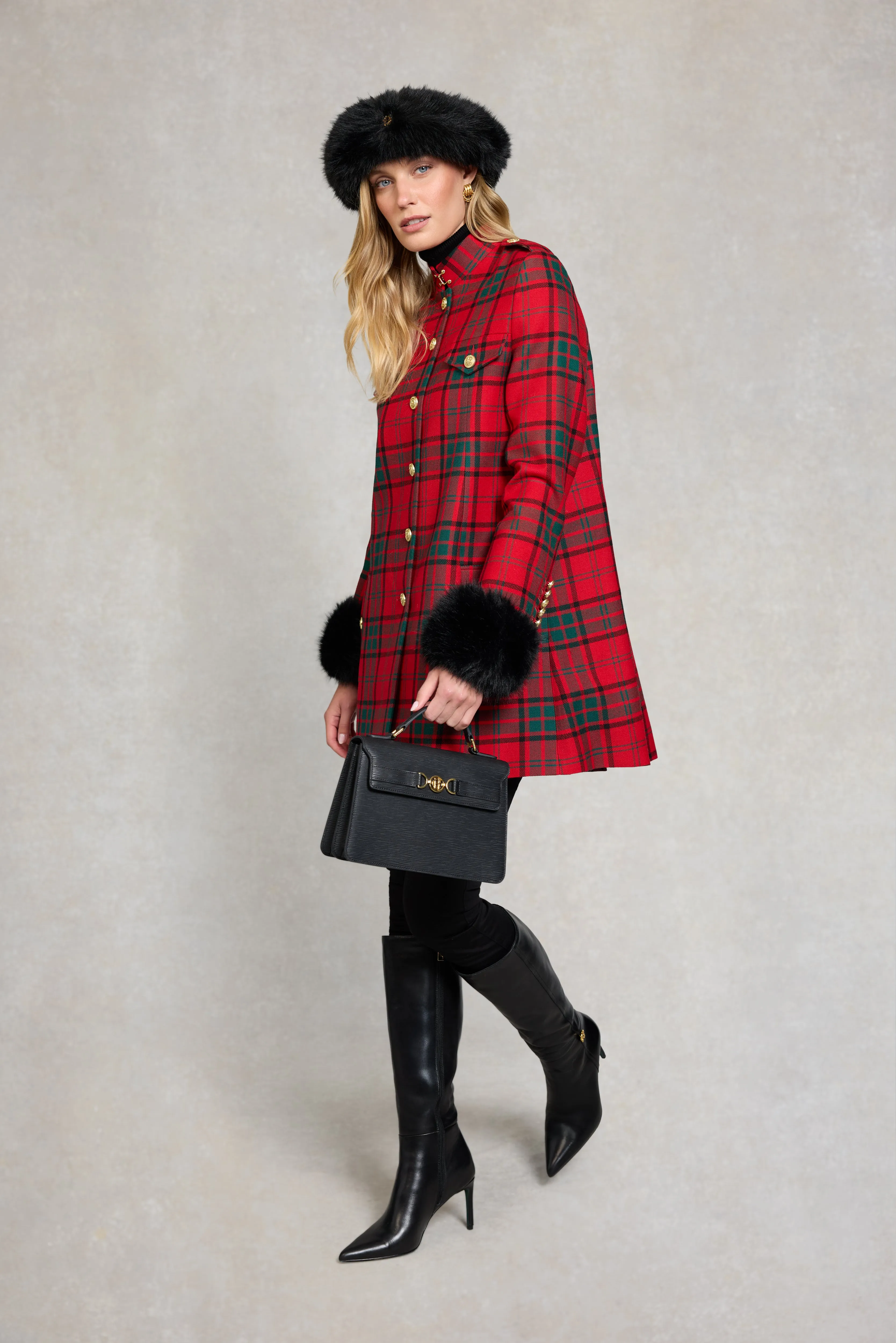 Highbury Cape Coat (Red Tartan) sold by Holland Cooper product image thumbnail 3
