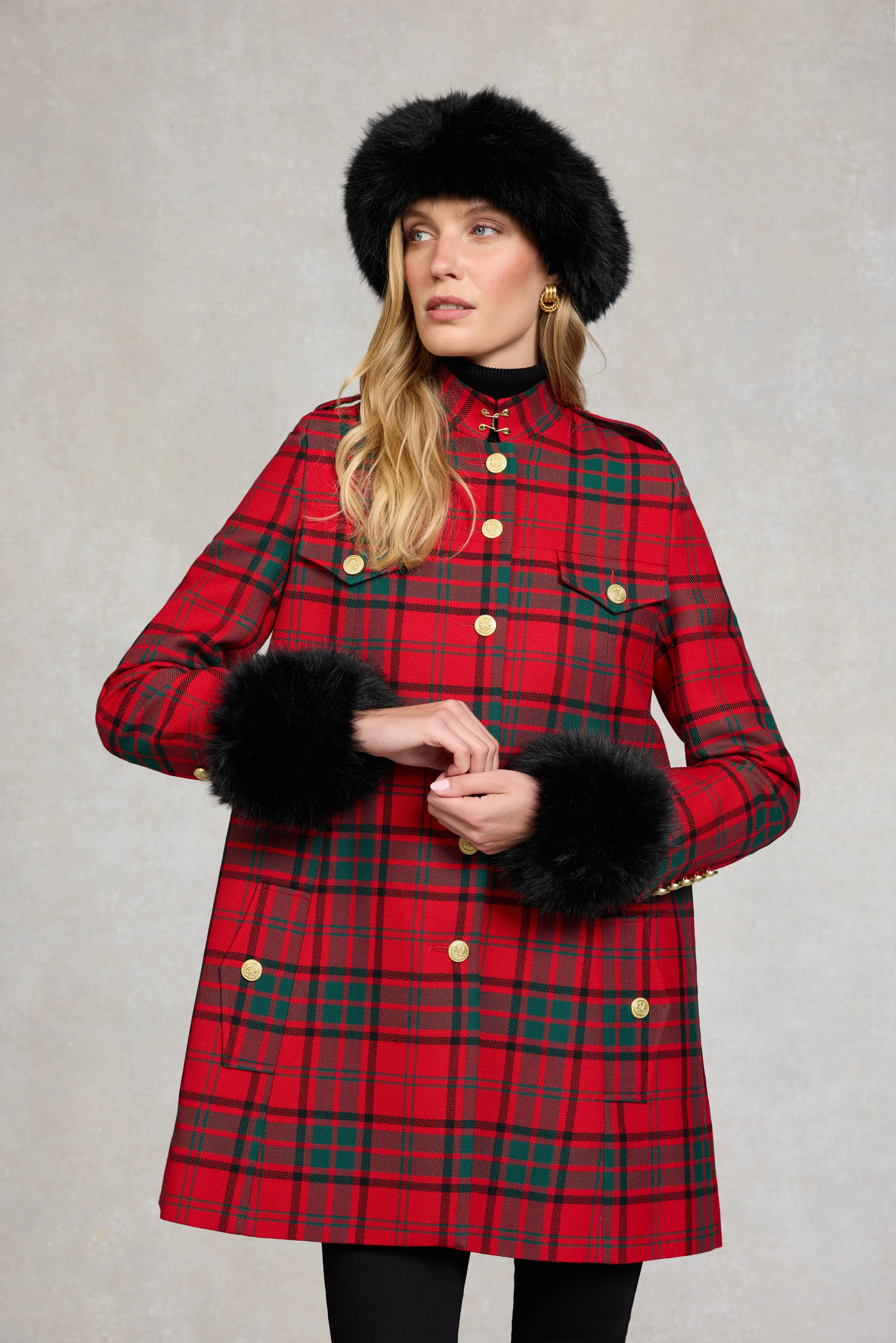 Highbury Cape Coat (Red Tartan) sold by Holland Cooper product image thumbnail 2