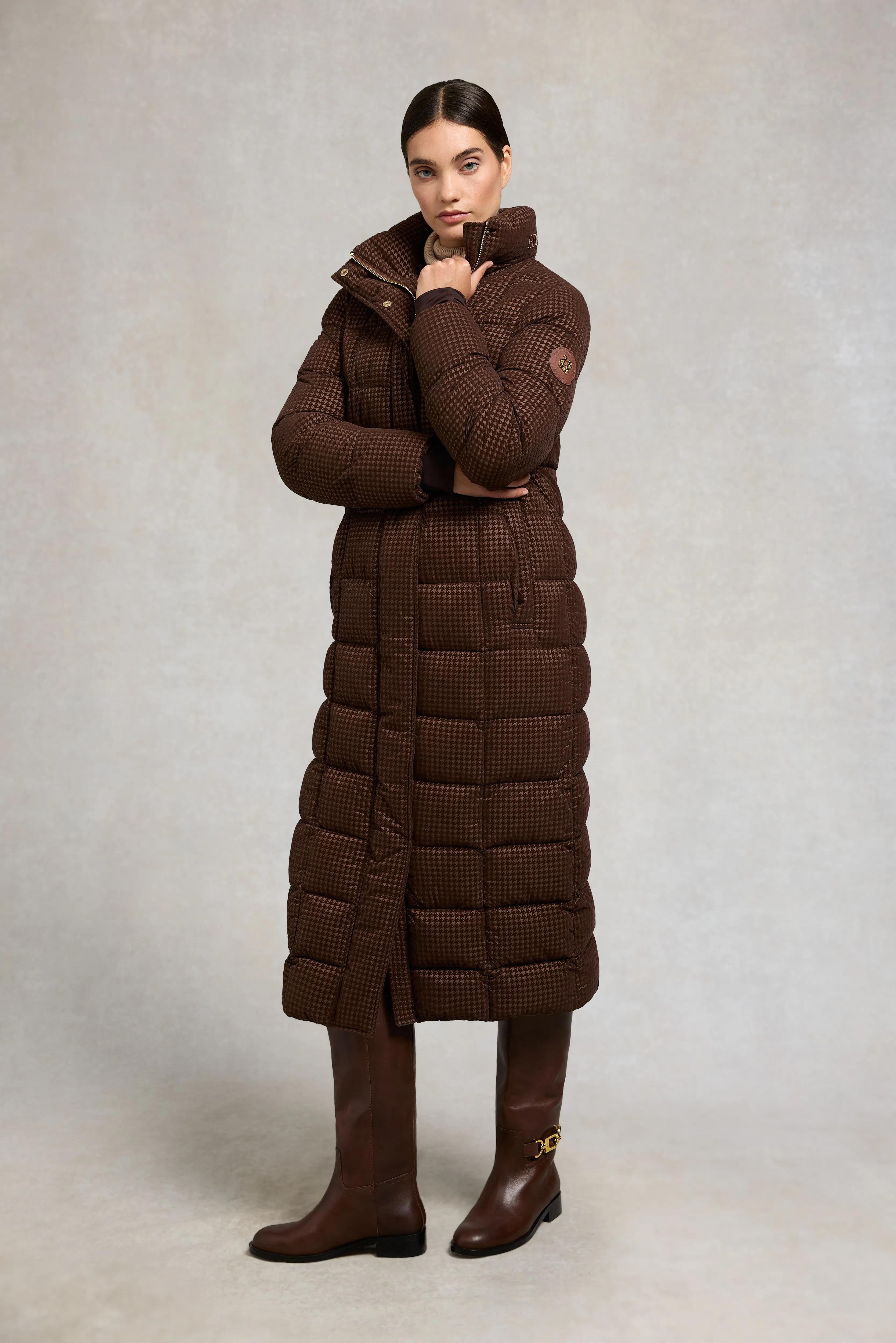 Crawford Longline Coat (Cocoa Mini Flock) sold by Holland Cooper