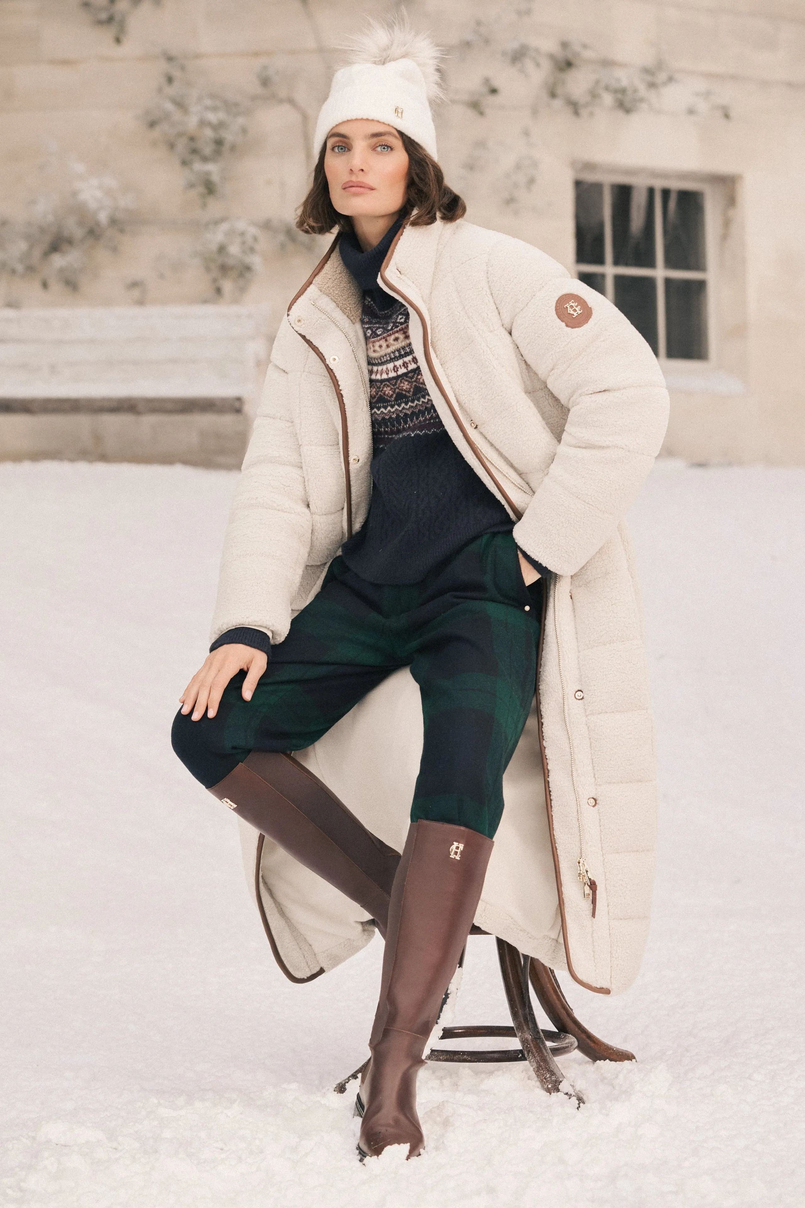 Crawford Longline Coat (Natural Borg) sold by Holland Cooper