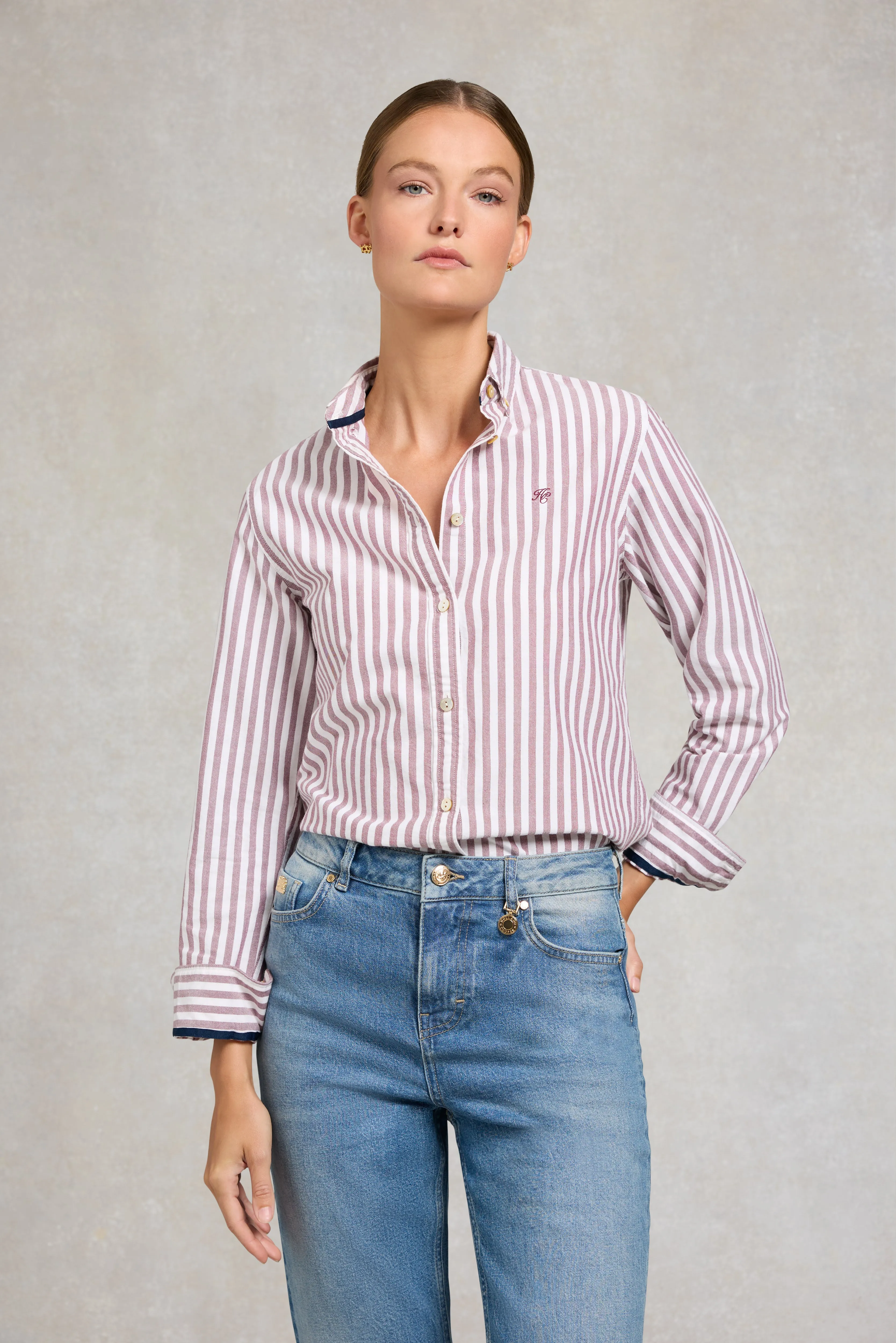 Oxford Shirt (Burgundy Stripe) sold by Holland Cooper product image thumbnail 2