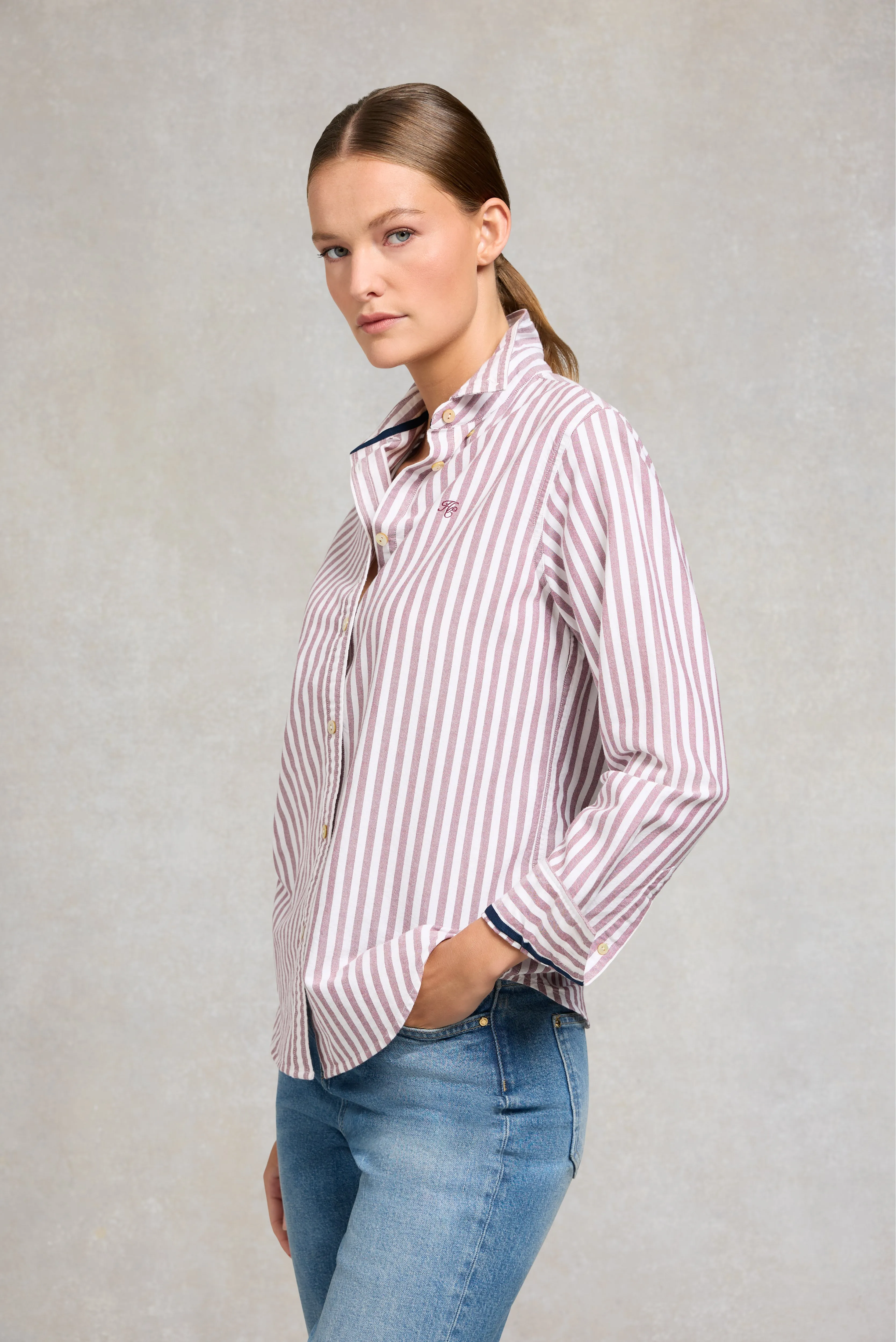 Oxford Shirt (Burgundy Stripe) sold by Holland Cooper product image thumbnail 4