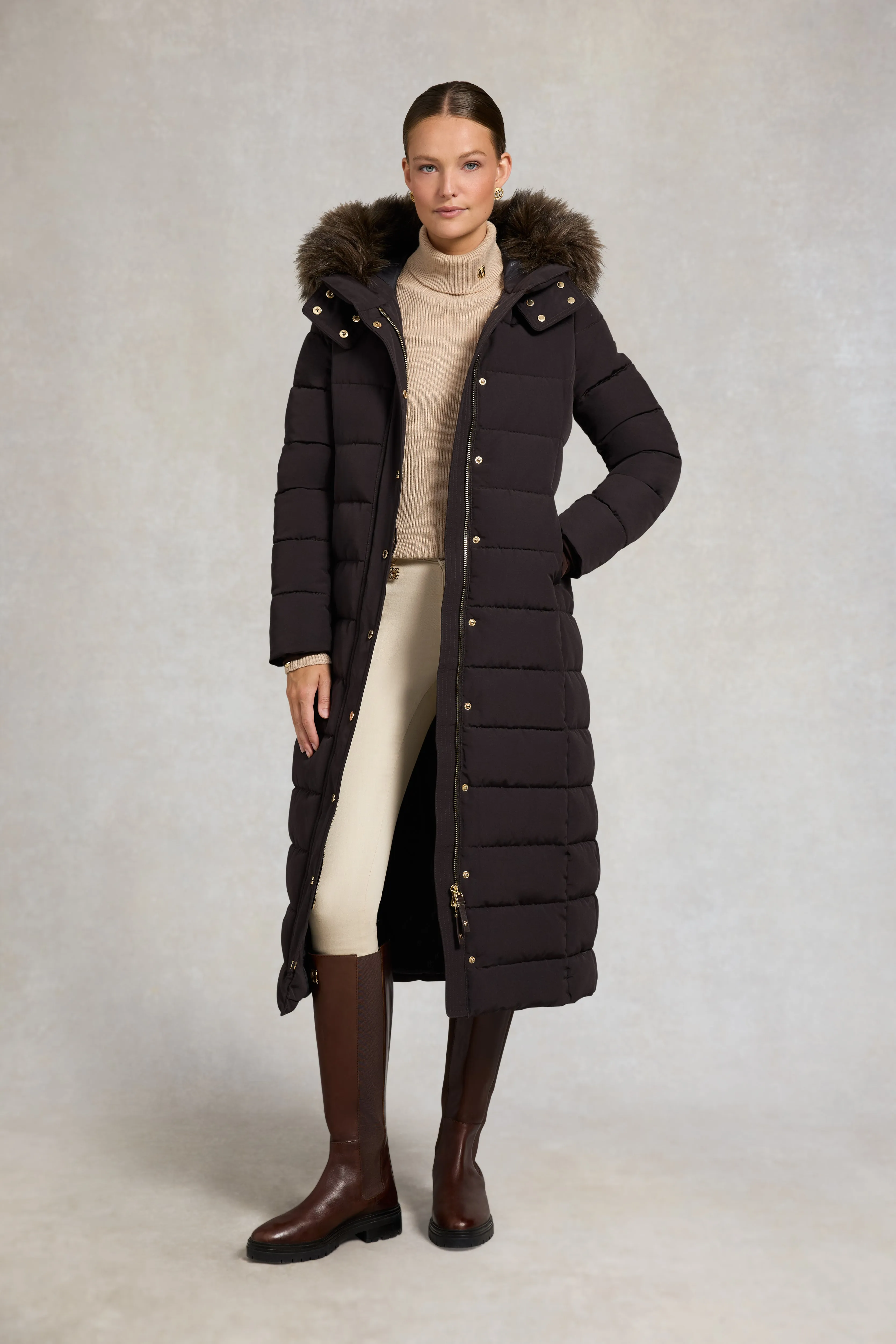 Stoneleigh Longline Coat (Chocolate) sold by Holland Cooper product image thumbnail 2