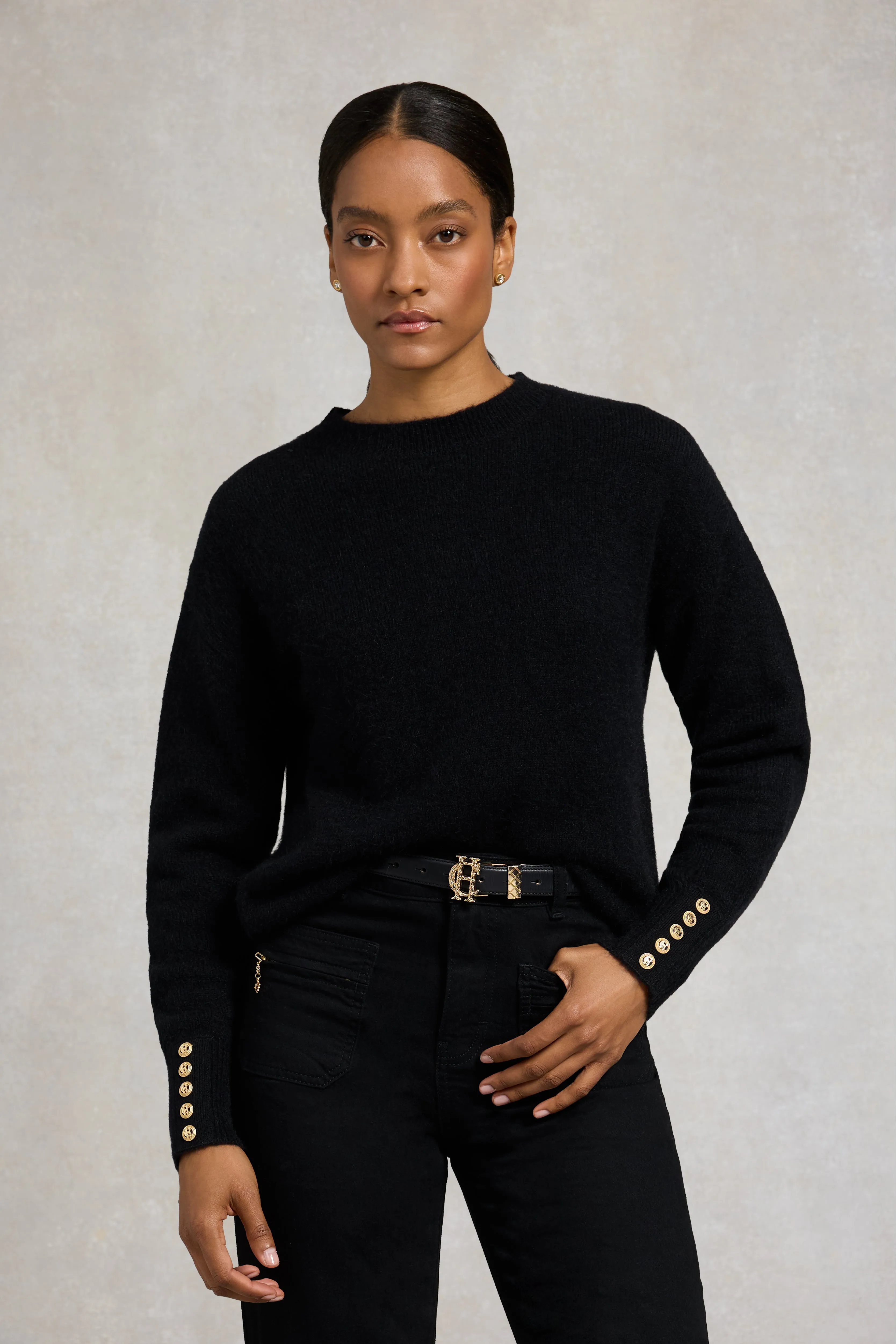 Tori Crew Neck Knit (Black) sold by Holland Cooper