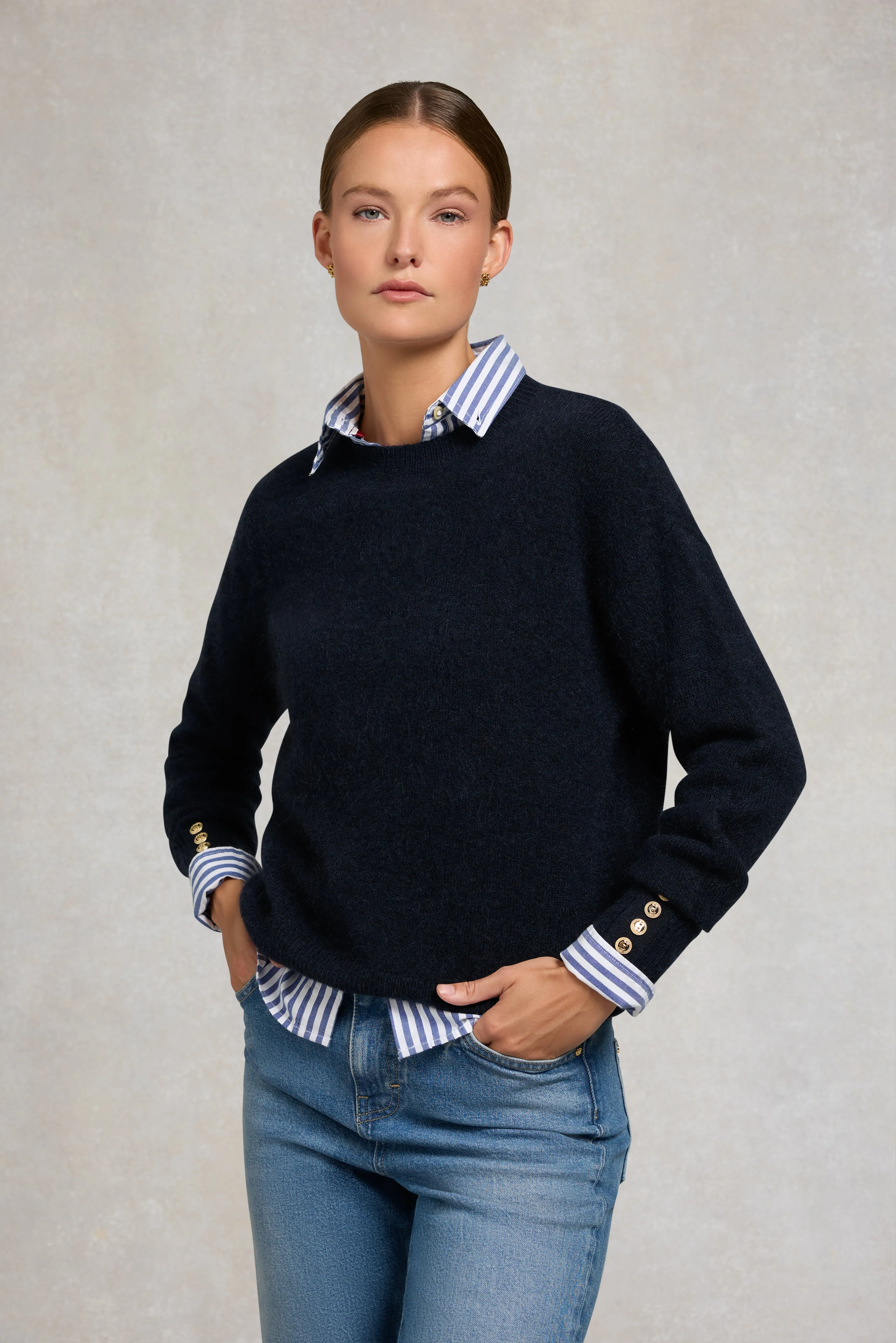 Tori Crew Neck Knit (Ink Navy) sold by Holland Cooper