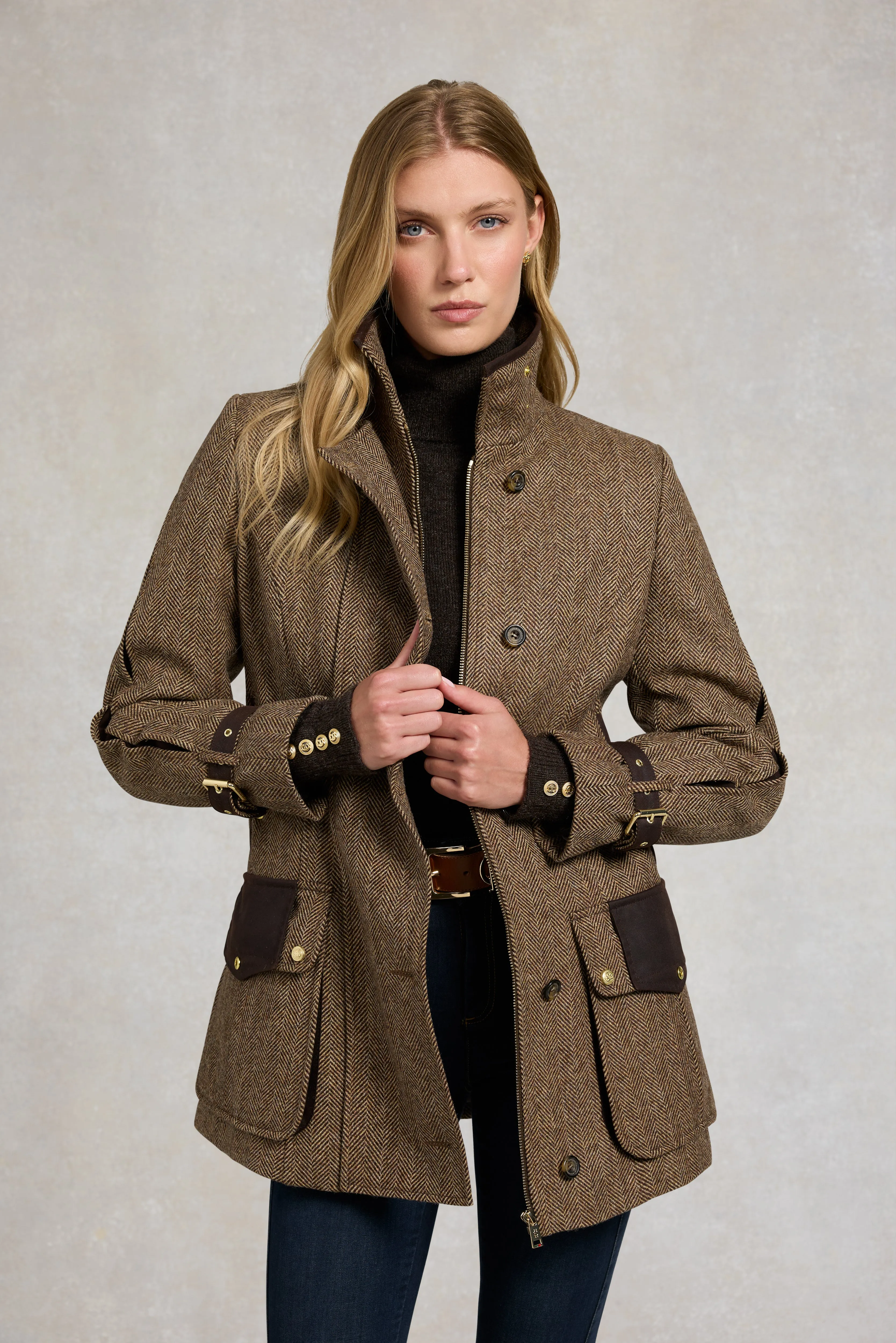 Balmoral Field Coat (Large Scale Brown Herringbone) sold by Holland Cooper product image thumbnail 3