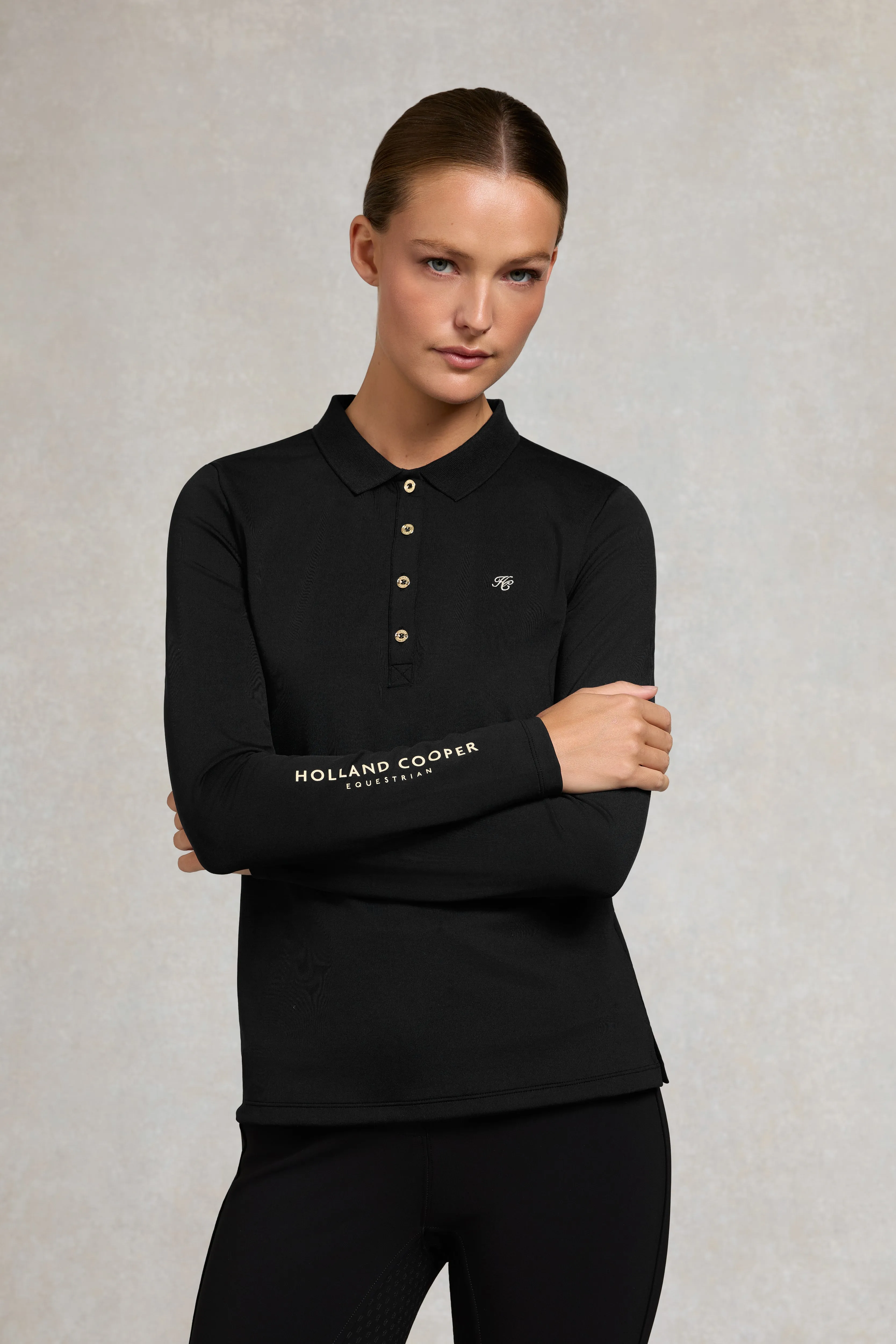 Chiltern Long Sleeve Polo Shirt (Black) sold by Holland Cooper product image thumbnail 2