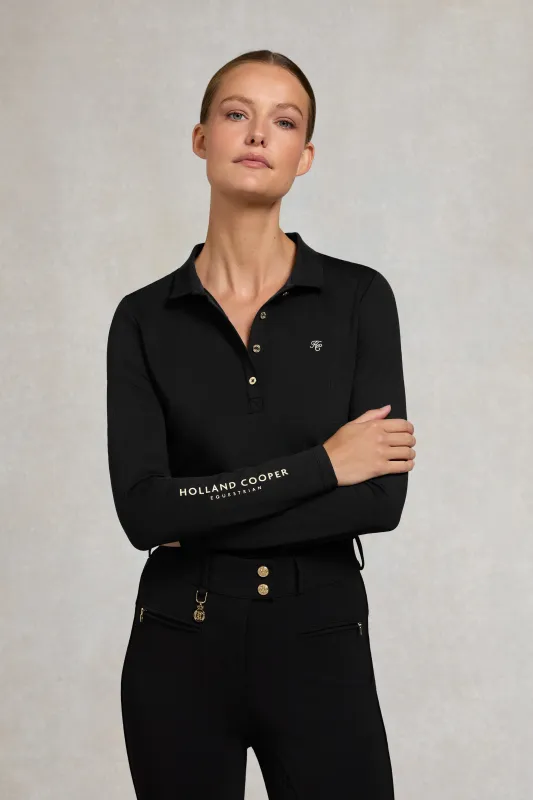 Chiltern Long Sleeve Polo Shirt (Black) made by Holland Cooper