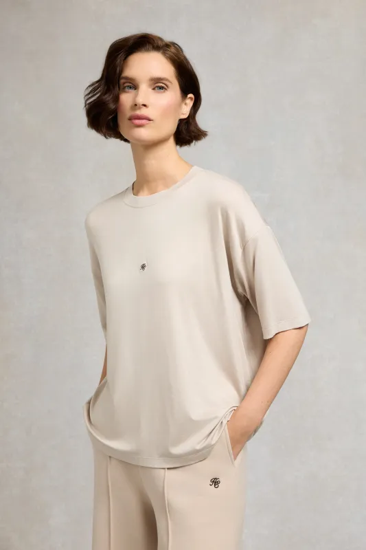 Oversized Monogram Tee (Stone) made by Holland Cooper