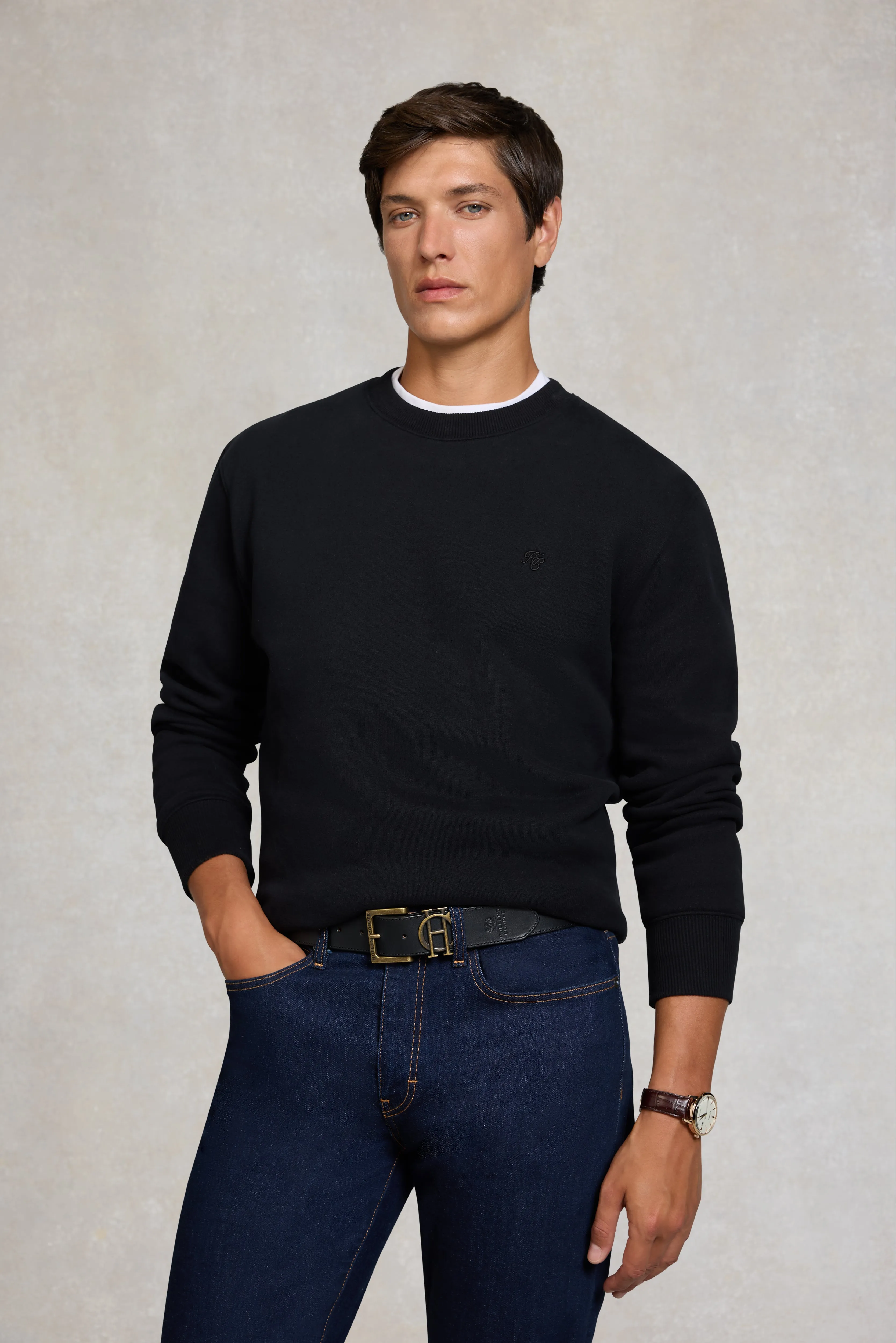 Men's Crew Neck Sweat (Black) sold by Holland Cooper