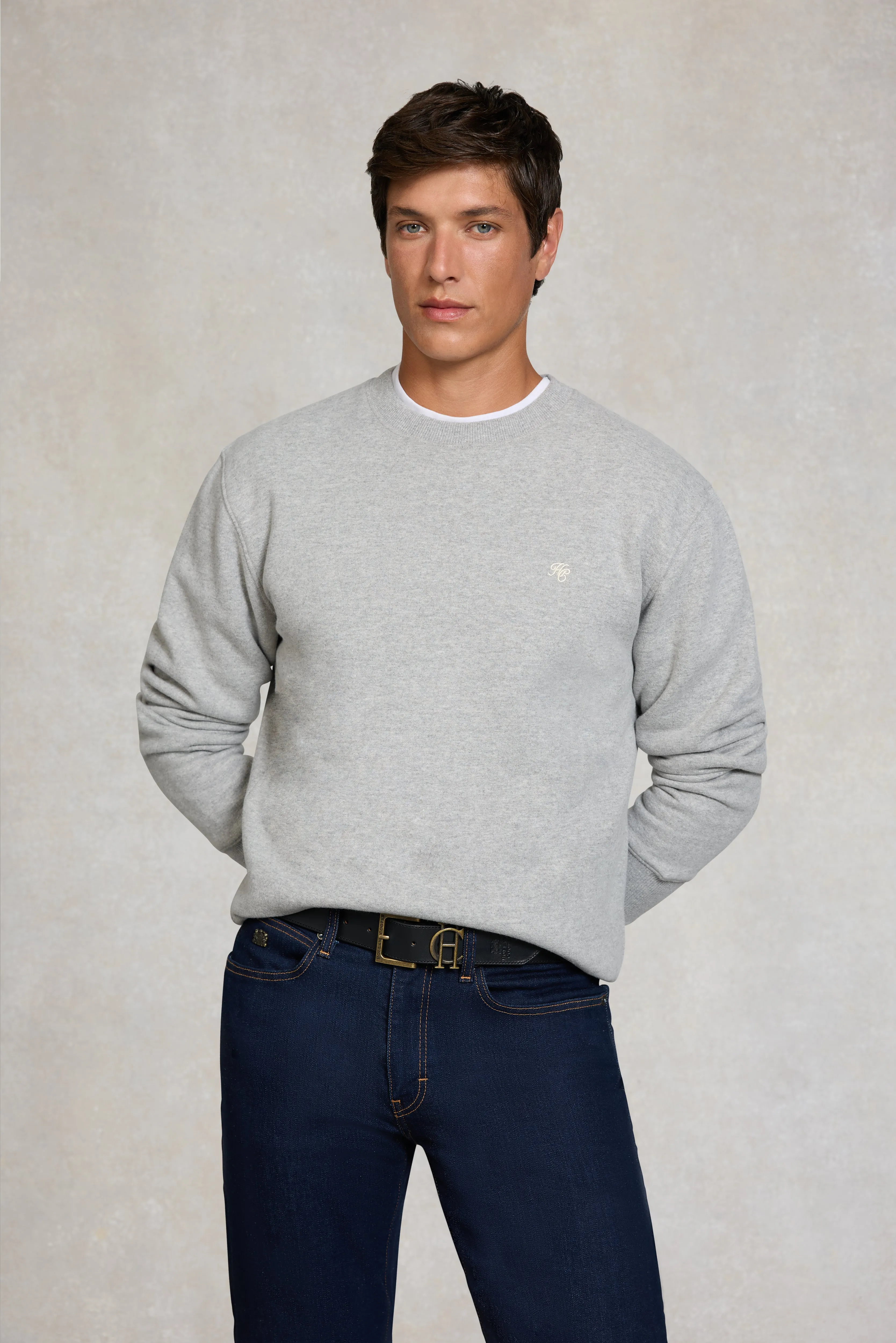 Men's Crew Neck Sweat (Grey Marl) sold by Holland Cooper