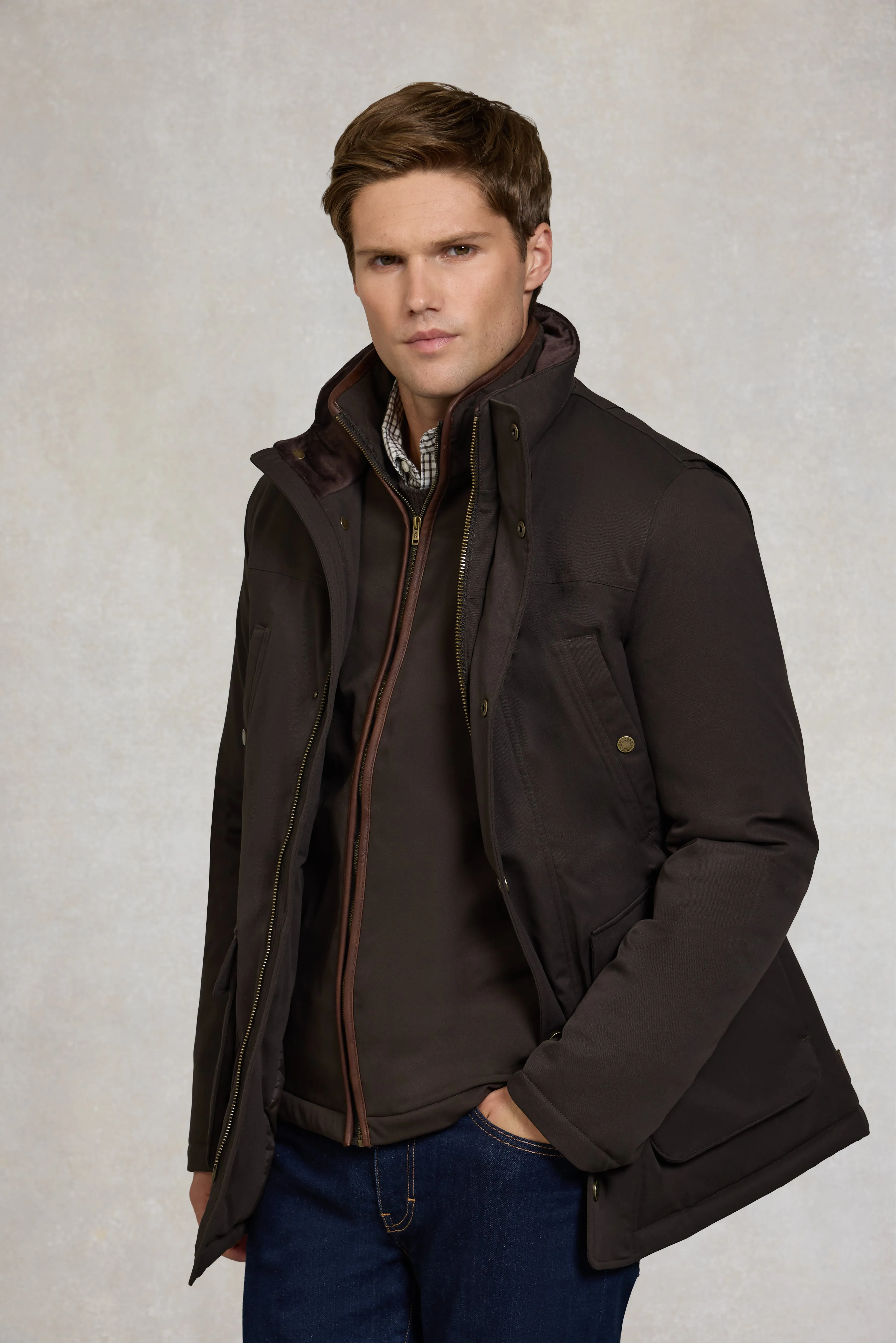 Men's Stamford Field Coat (Chocolate) sold by Holland Cooper product image thumbnail 2