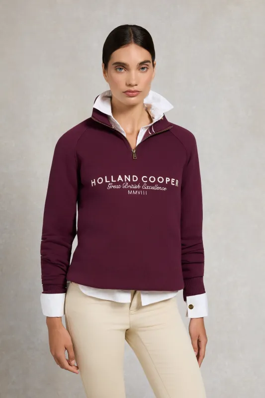 Sporting Goods Zip Henley (Mulberry) sold by Holland Cooper