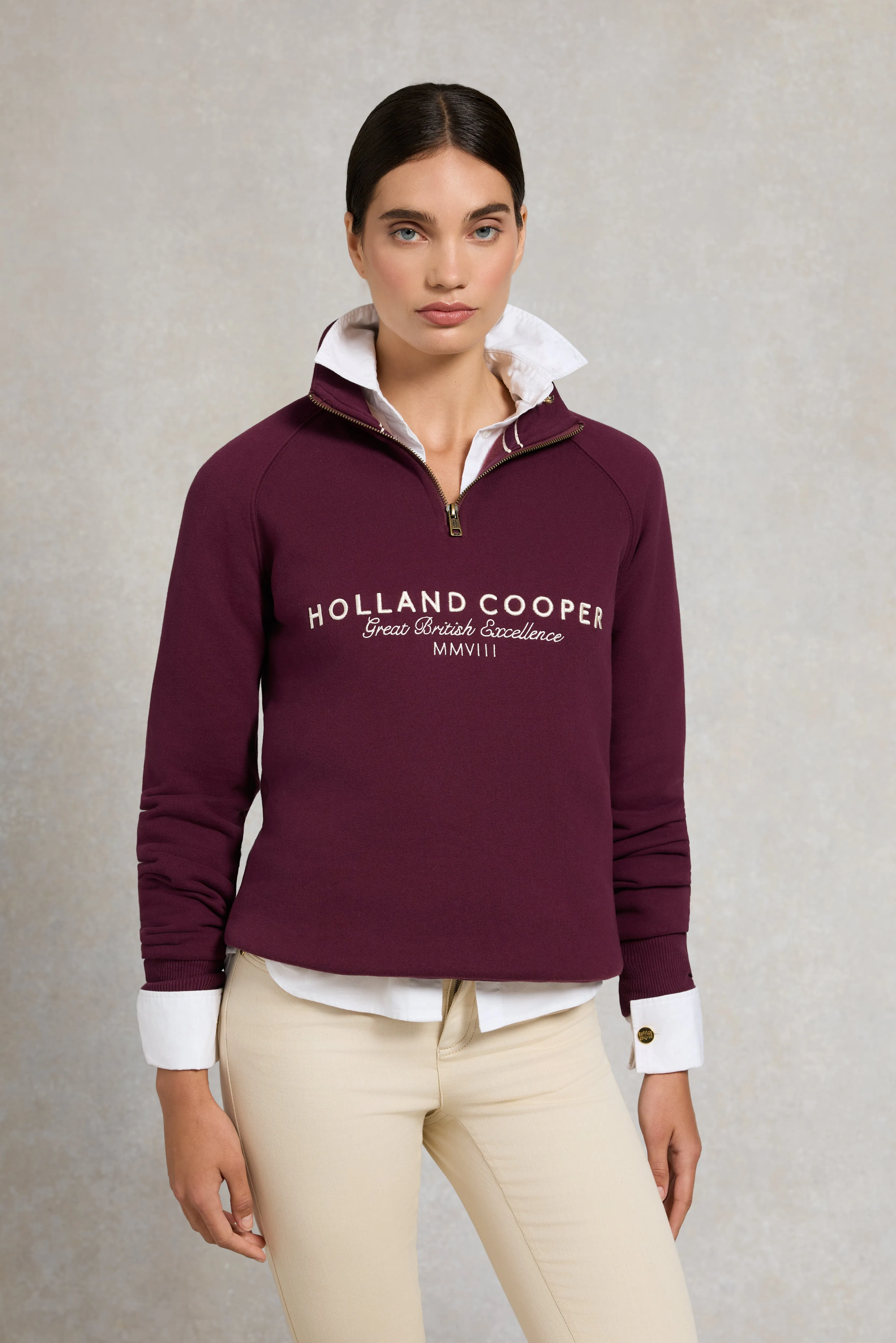 Sporting Goods Zip Henley (Mulberry) sold by Holland Cooper