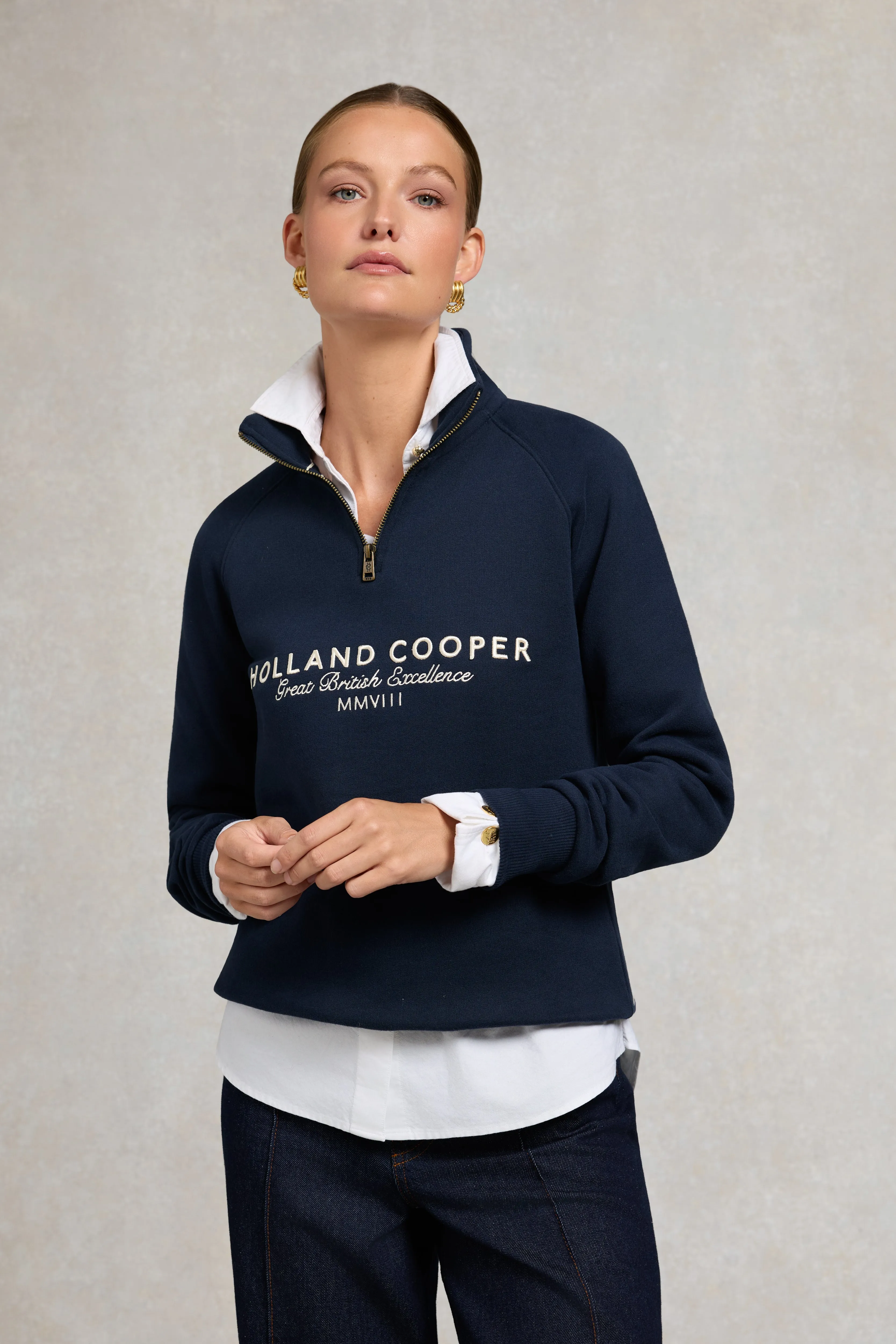 Sporting Goods Zip Henley (Ink Navy) sold by Holland Cooper