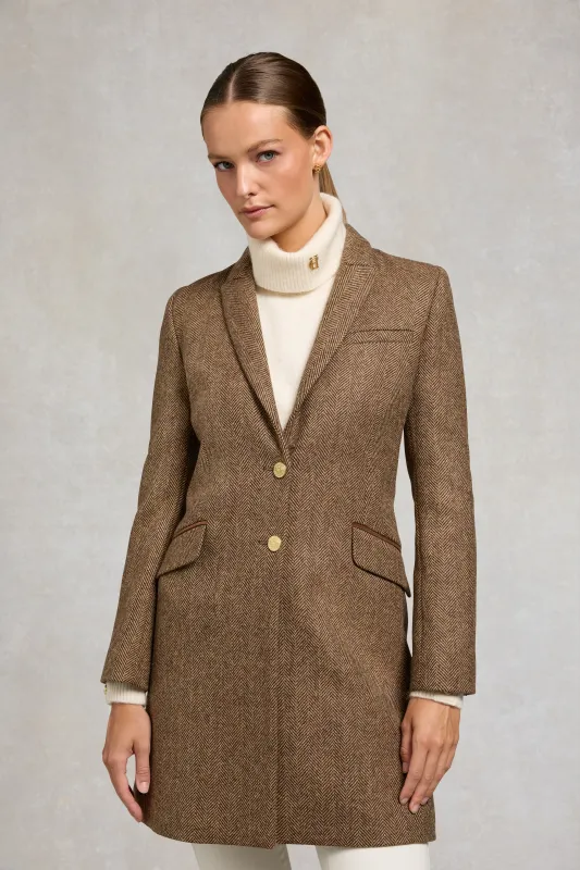 Highgrove Coat (Large Scale Brown Herringbone) made by Holland Cooper