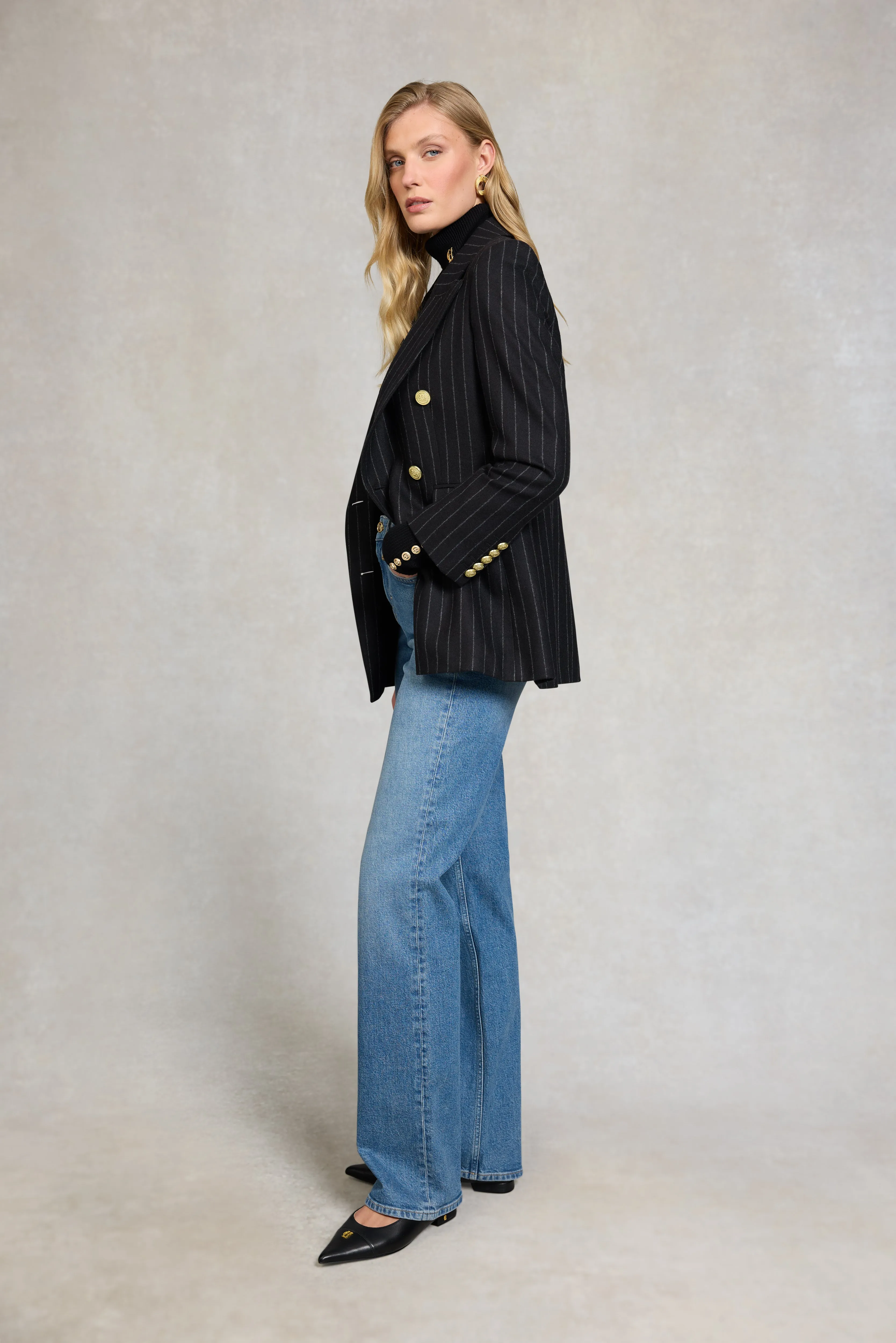 Kensington Double Breasted Blazer (Black Chalk Pinstripe) sold by Holland Cooper product image thumbnail 2