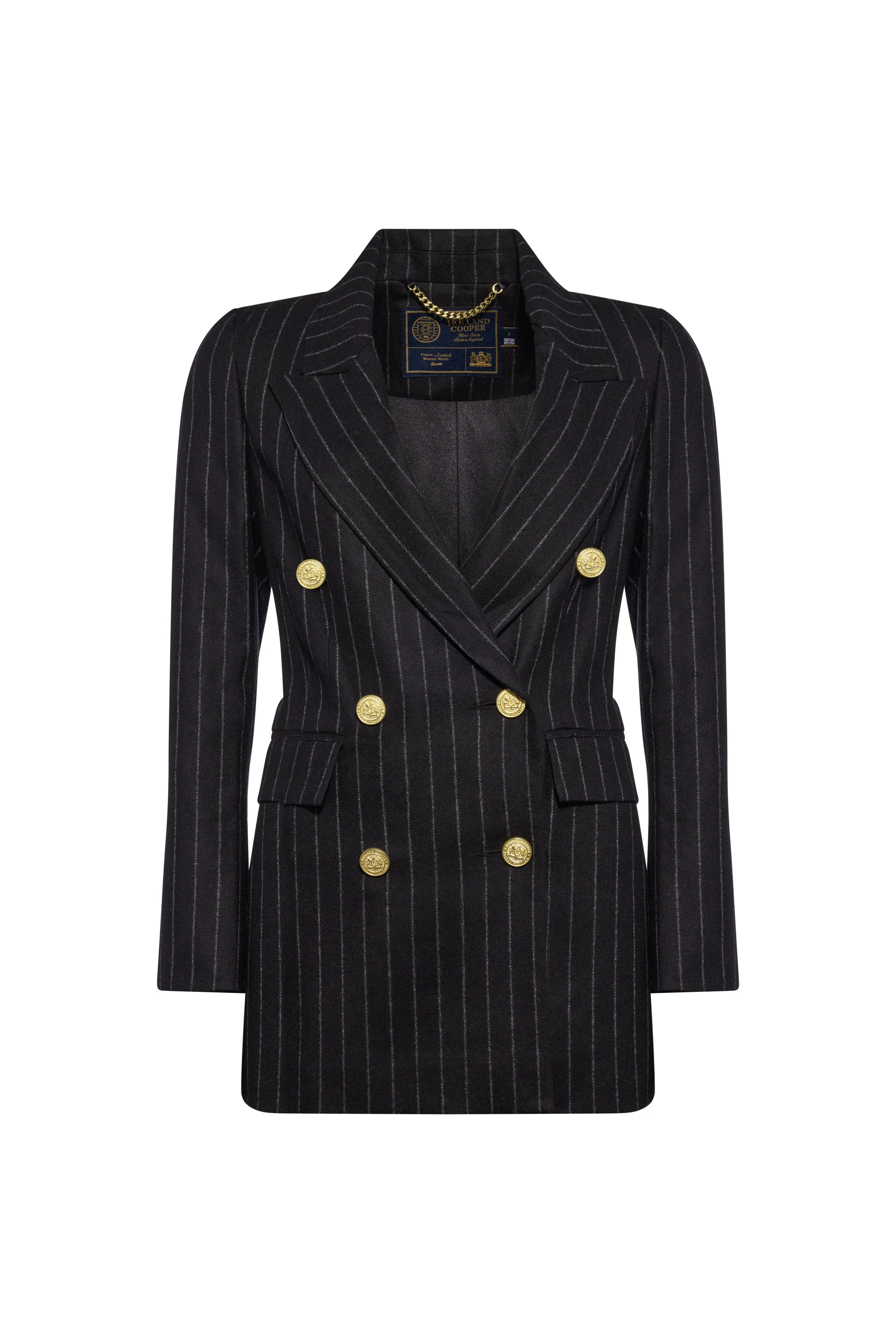 Kensington Double Breasted Blazer (Black Chalk Pinstripe) sold by Holland Cooper product image thumbnail 4