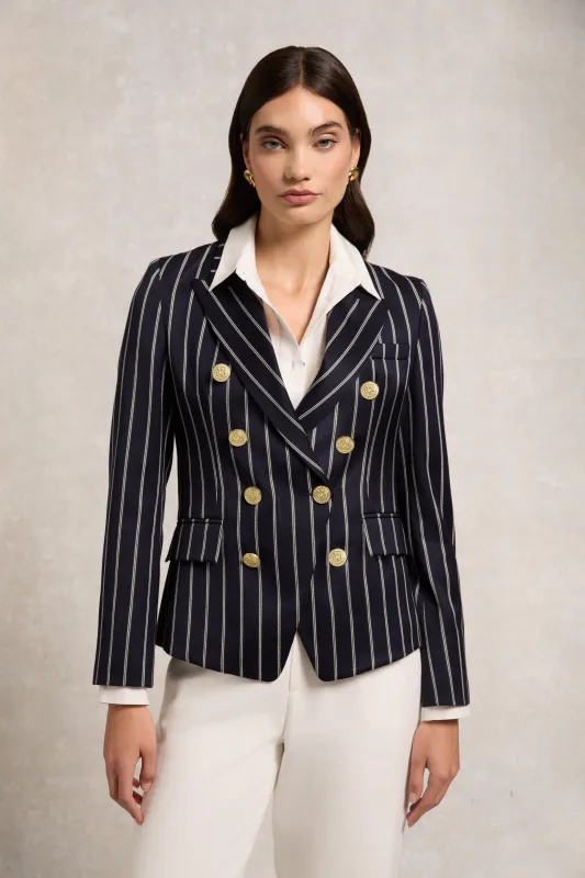 Knightsbridge Blazer (Ink Navy Wide Stripe) made by Holland Cooper