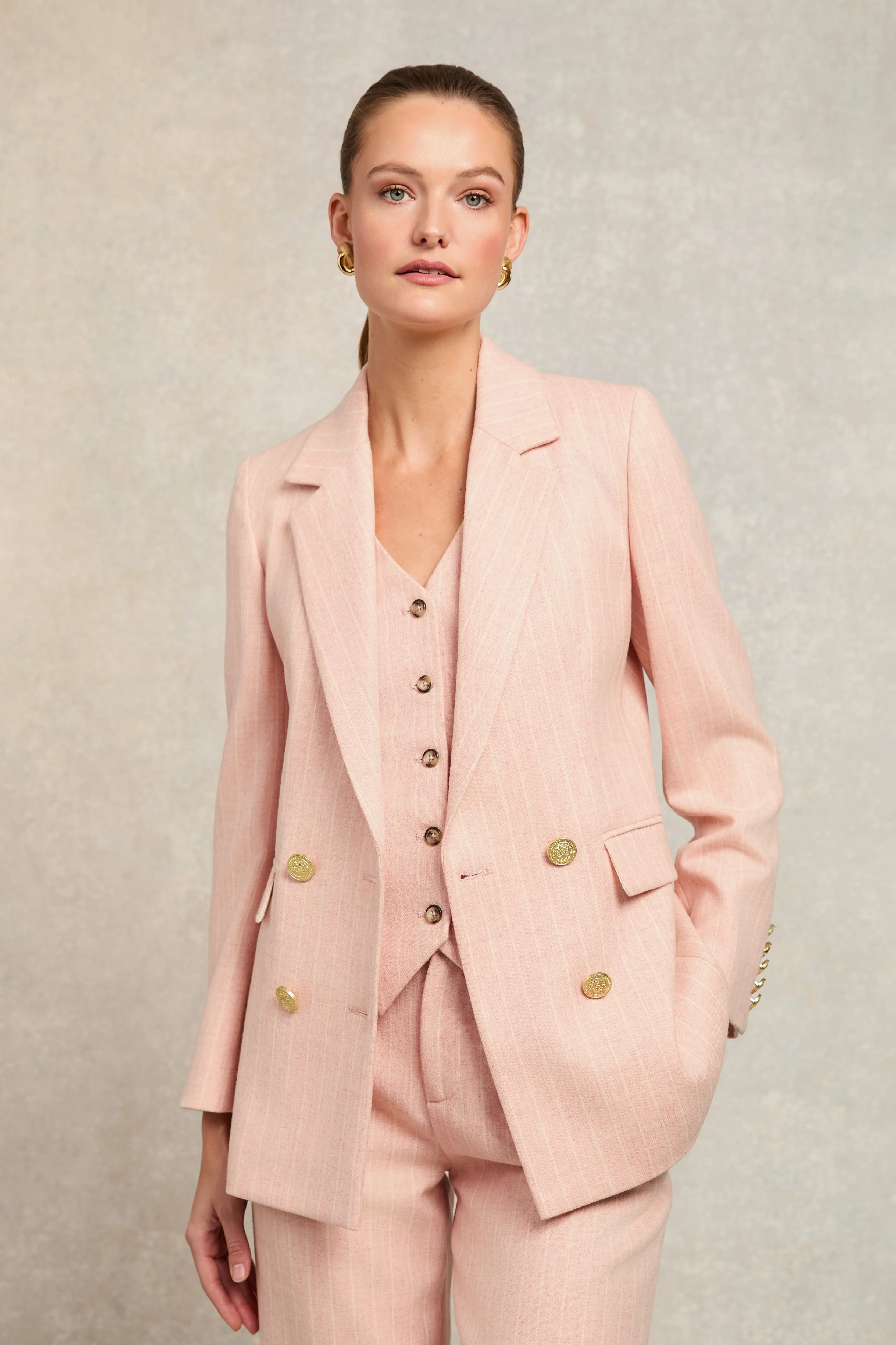 Double Breasted Blazer (Pink Chalk Pinstripe) sold by Holland Cooper