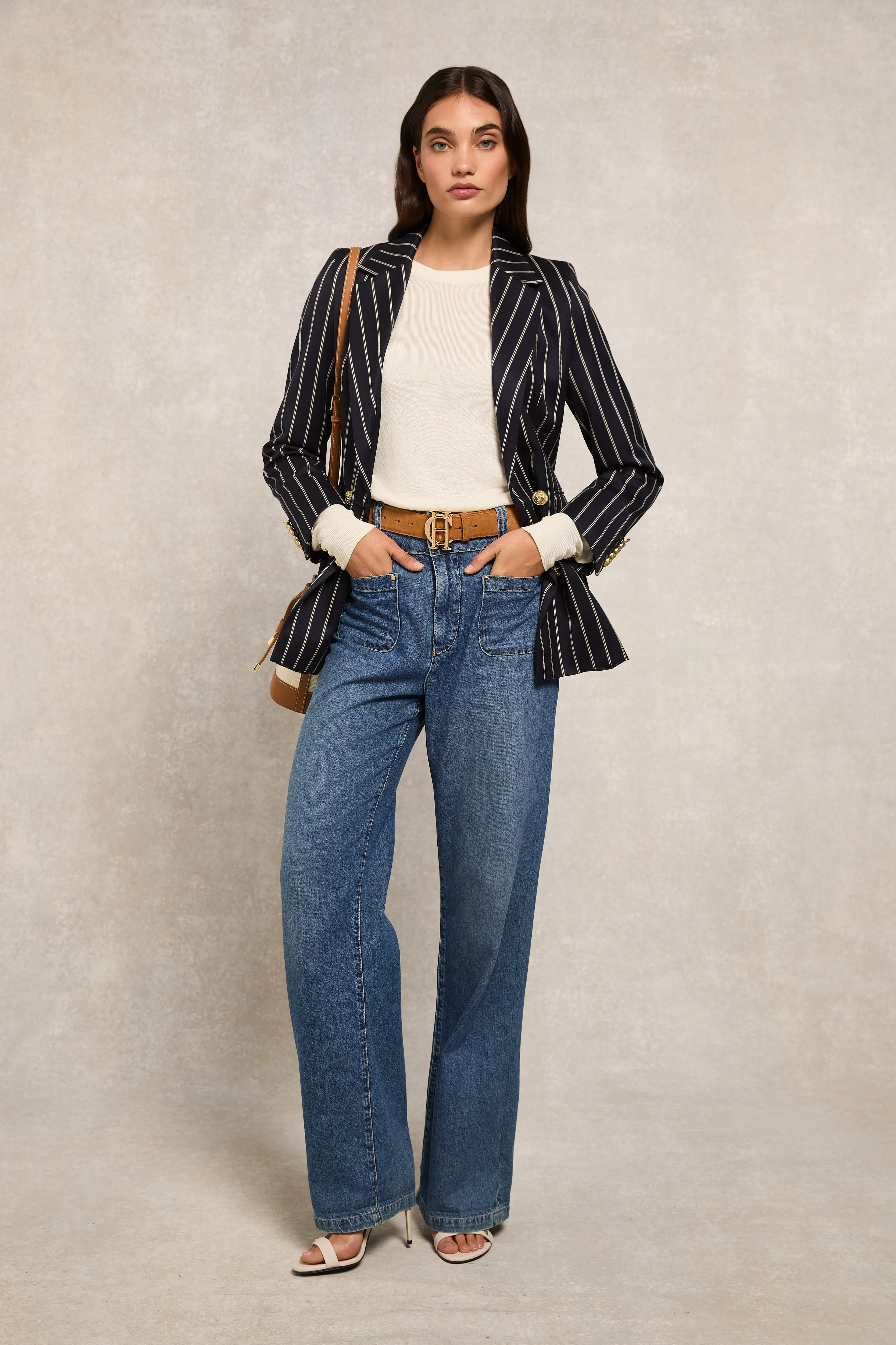 Double Breasted Blazer (Ink Navy Wide Stripe) sold by Holland Cooper product image thumbnail 3