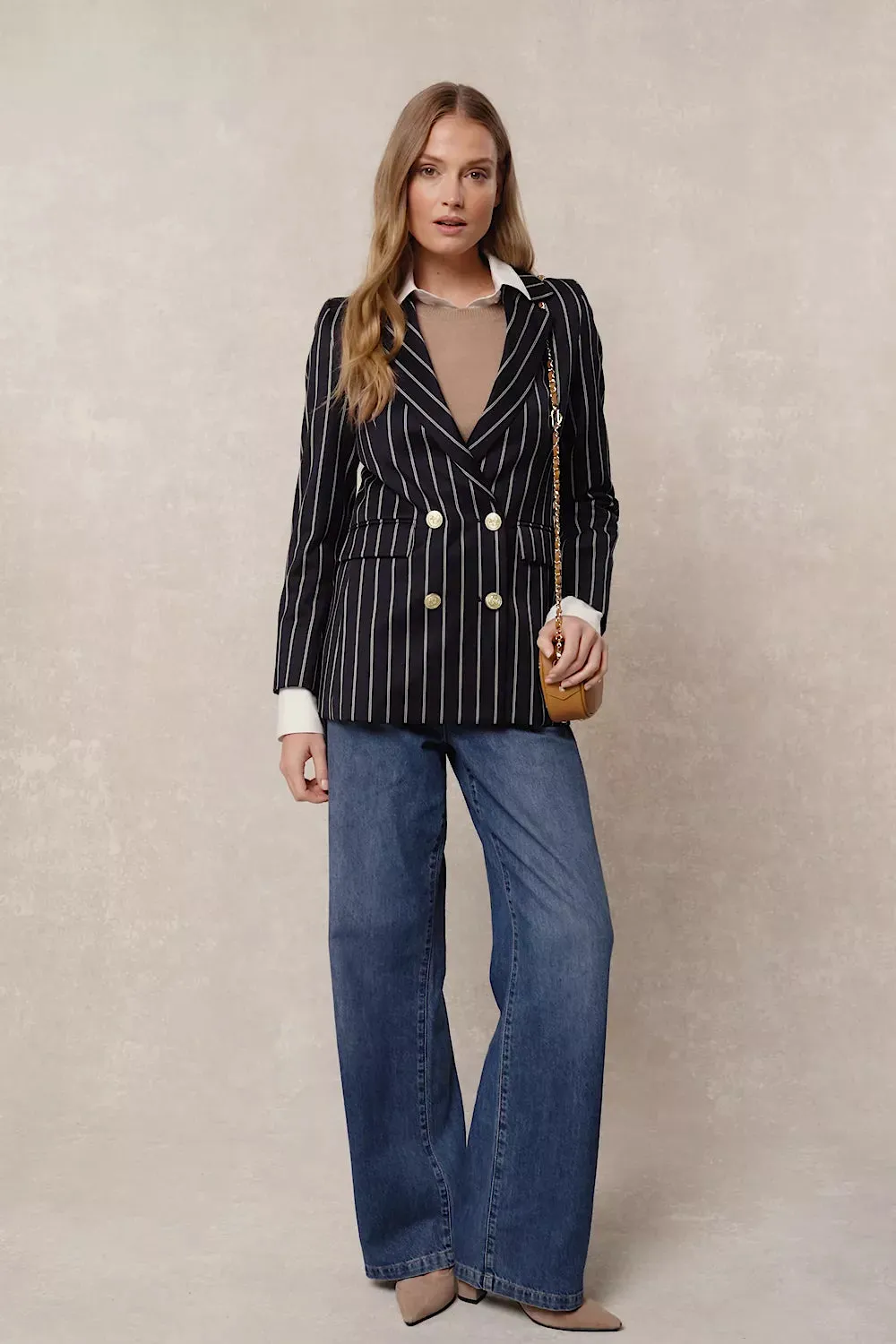 Double Breasted Blazer (Ink Navy Wide Stripe) sold by Holland Cooper product image thumbnail 5