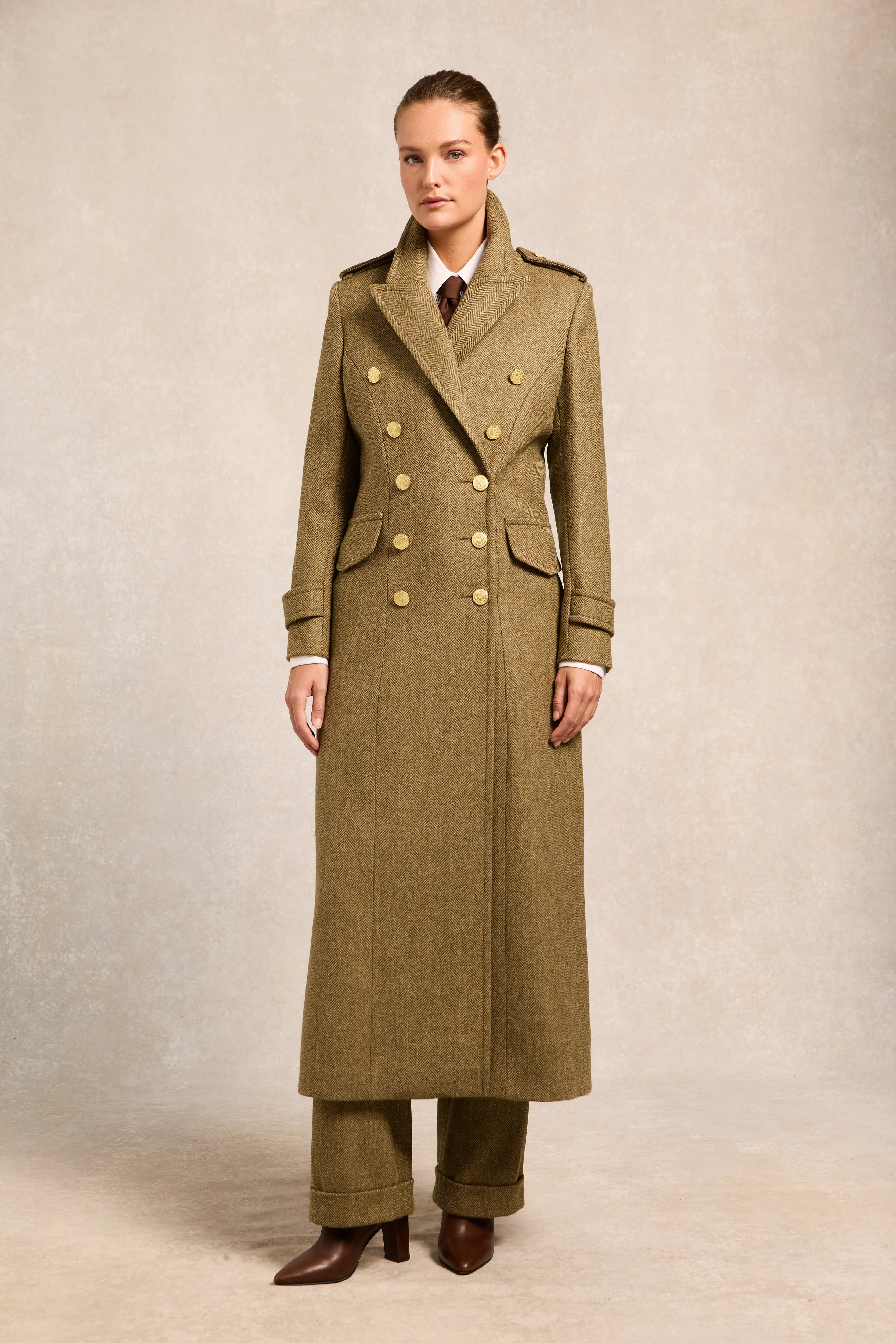 The Great Coat (Moss Herringbone) sold by Holland Cooper