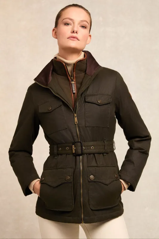 Belted Waxed Jacket (Dark Olive) made by Holland Cooper