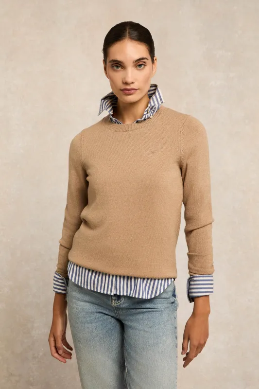Sarah Crew Neck Knit (Dark Camel) made by Holland Cooper