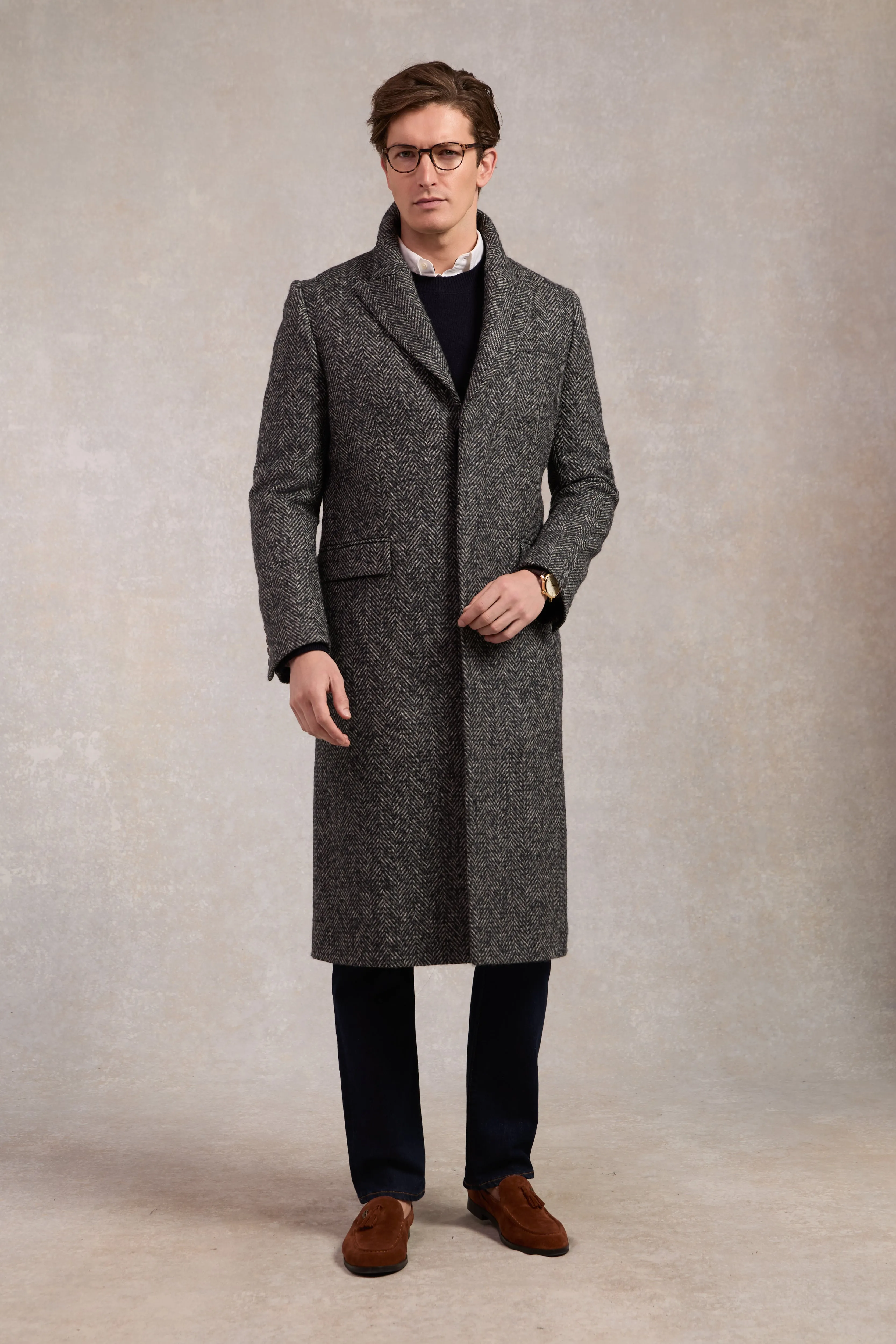 The Fairford Coat (Ebony Herringbone) sold by Holland Cooper