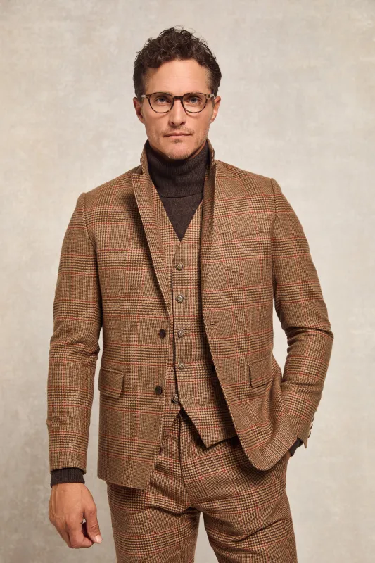 The Single Breasted Blazer (Clarence Check Merlot) made by Holland Cooper