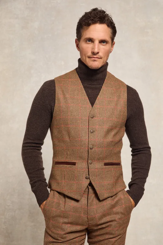 St James Waistcoat (Clarence Check Merlot) made by Holland Cooper