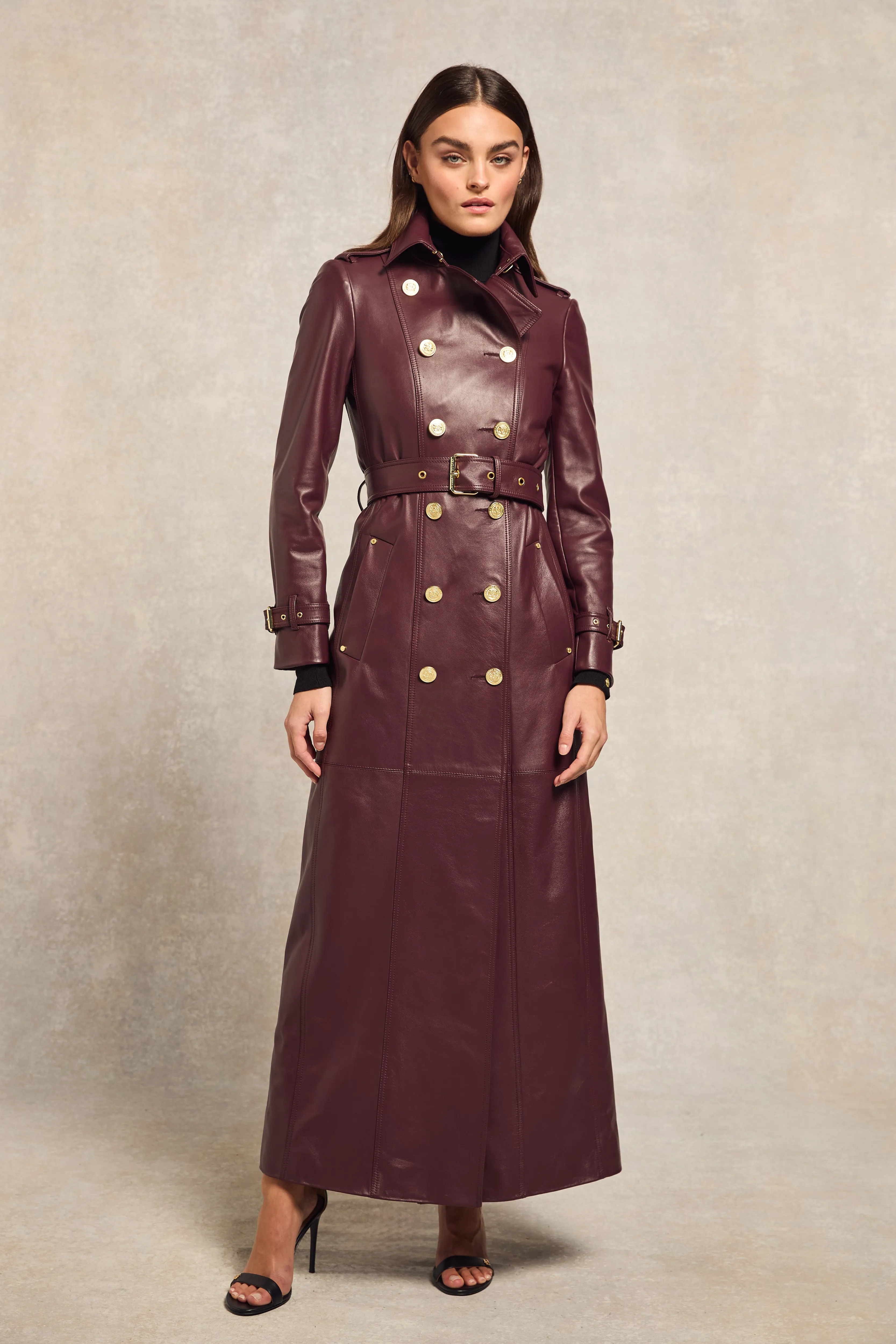 Full Length Marlborough Trench Coat (Valencia Leather Oxblood) sold by Holland Cooper product image thumbnail 2