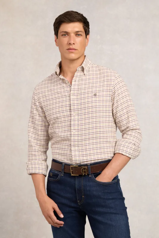 Classic Button Down Shirt (Cheltenham Camel Check) made by Holland Cooper
