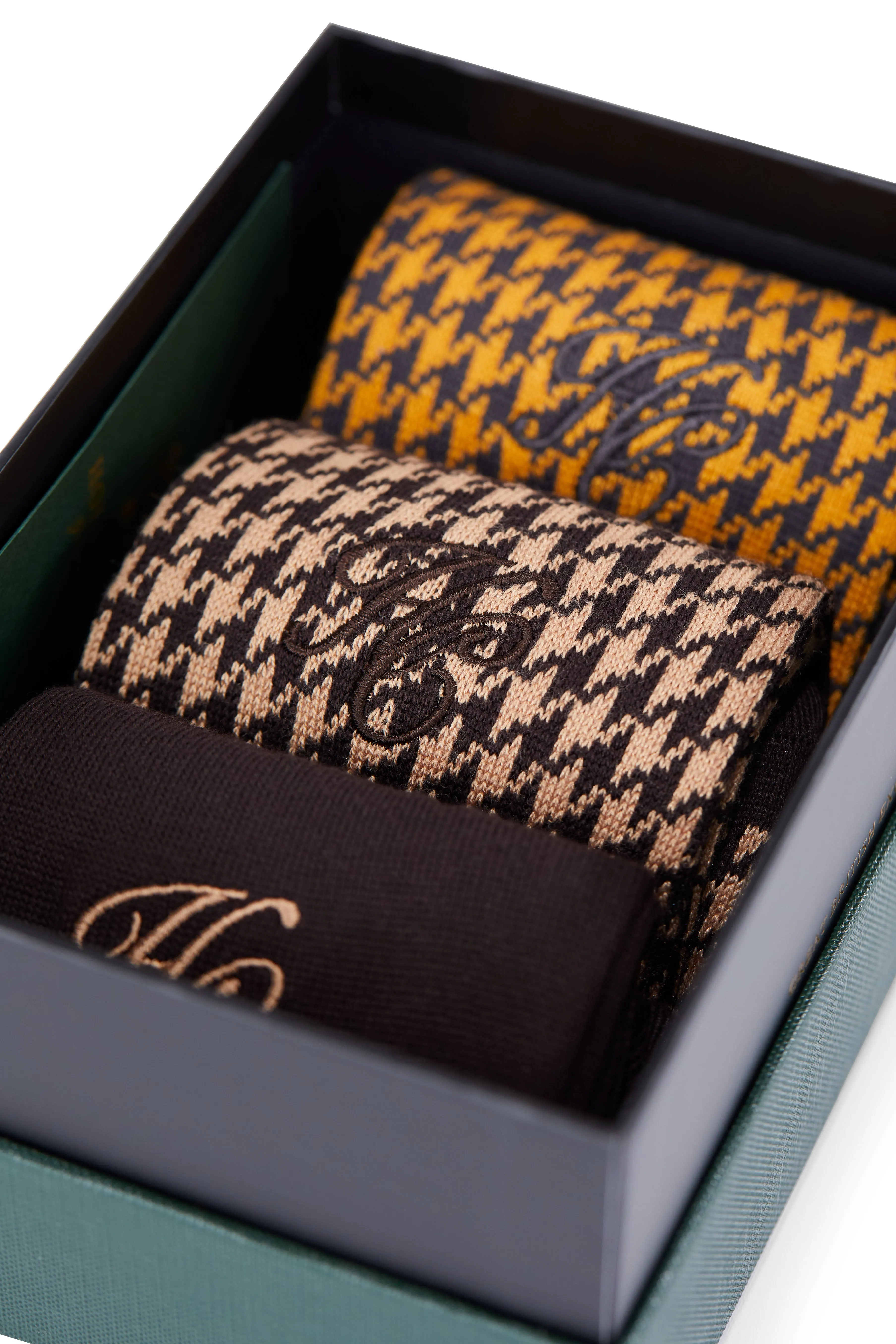 Men's Sock Gift Box (Chocolate Houndstooth Set) sold by Holland Cooper