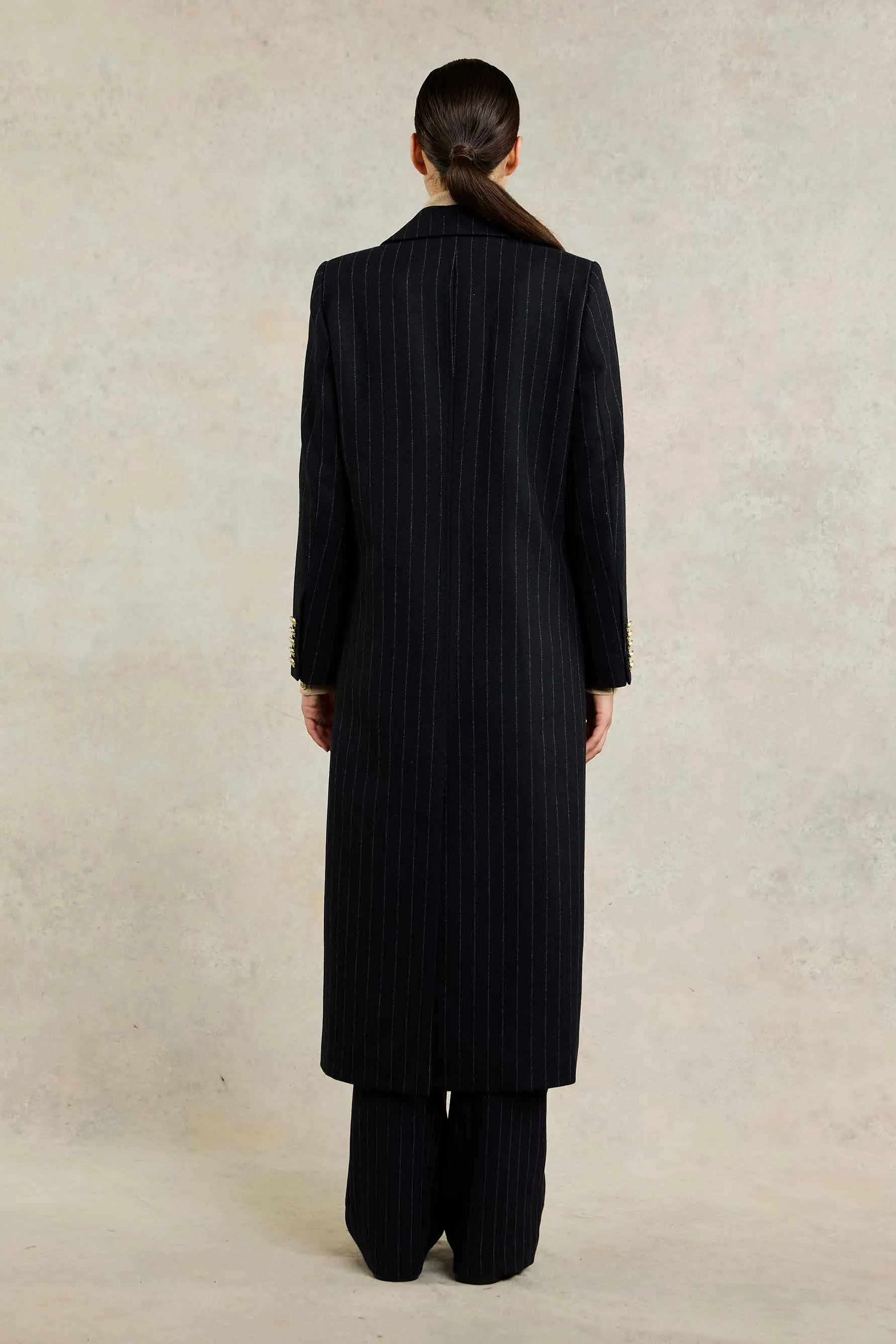 Double Breasted Coat (Dark Navy Pinstripe) sold by Holland Cooper product image thumbnail 2